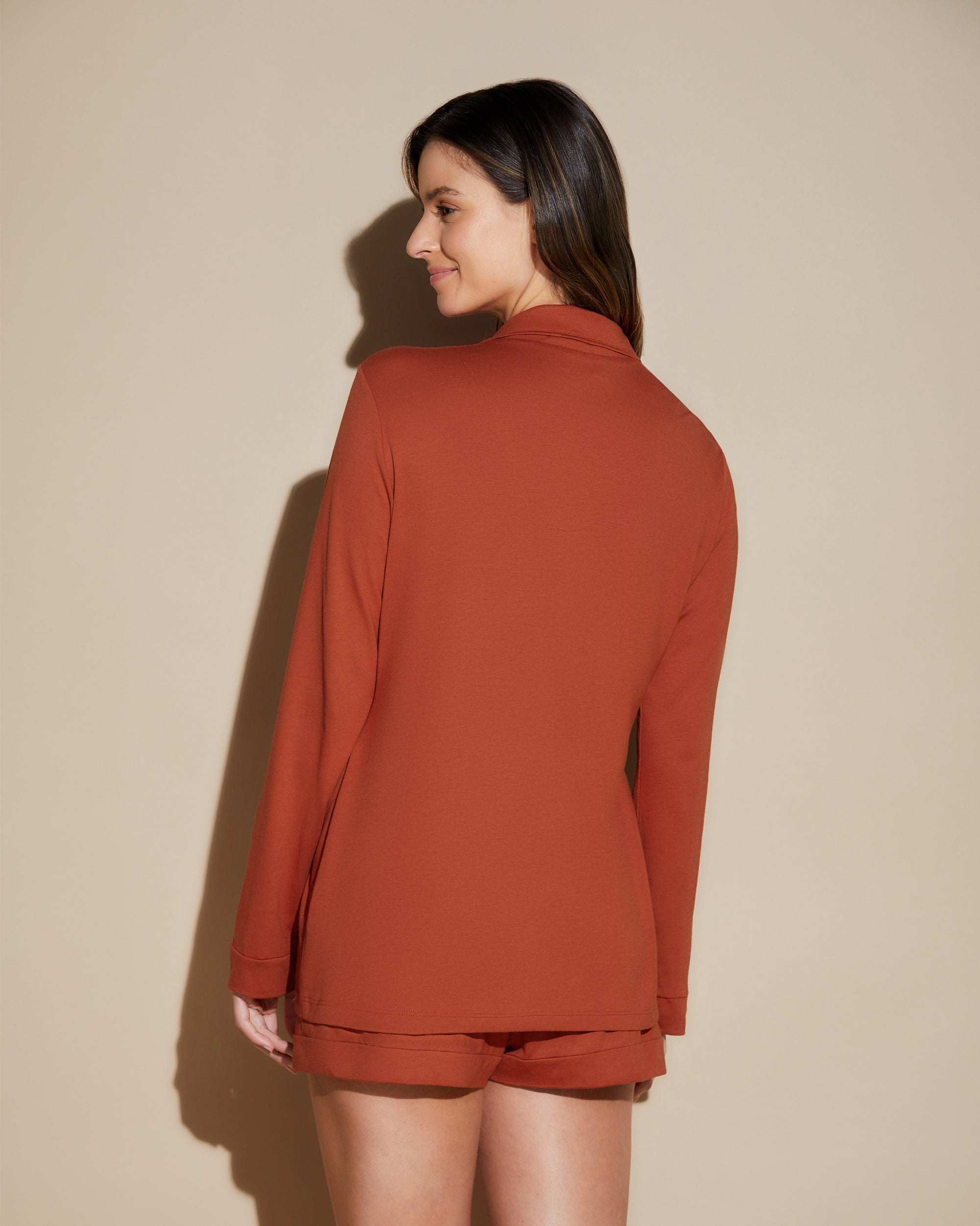 Orange Set - Bella Long Sleeve Top & Boxer Pajamas