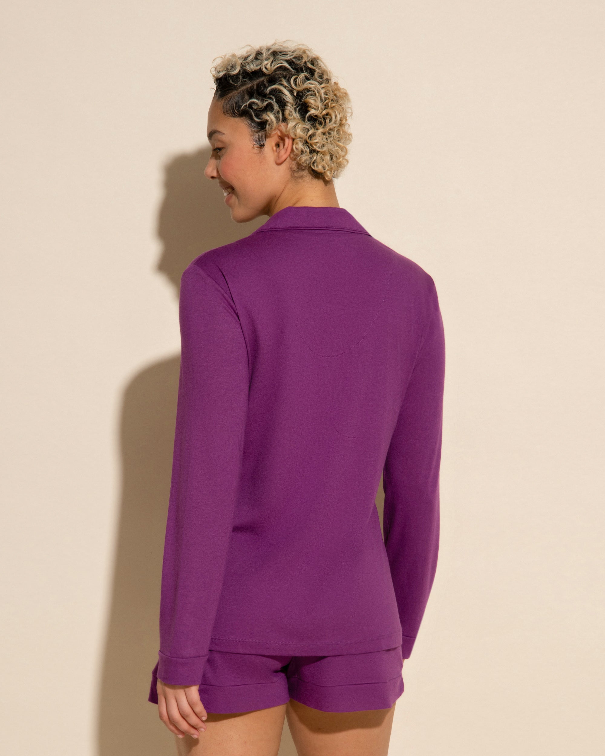 Purple Set - Bella Long Sleeve Top & Boxer Pajama Set