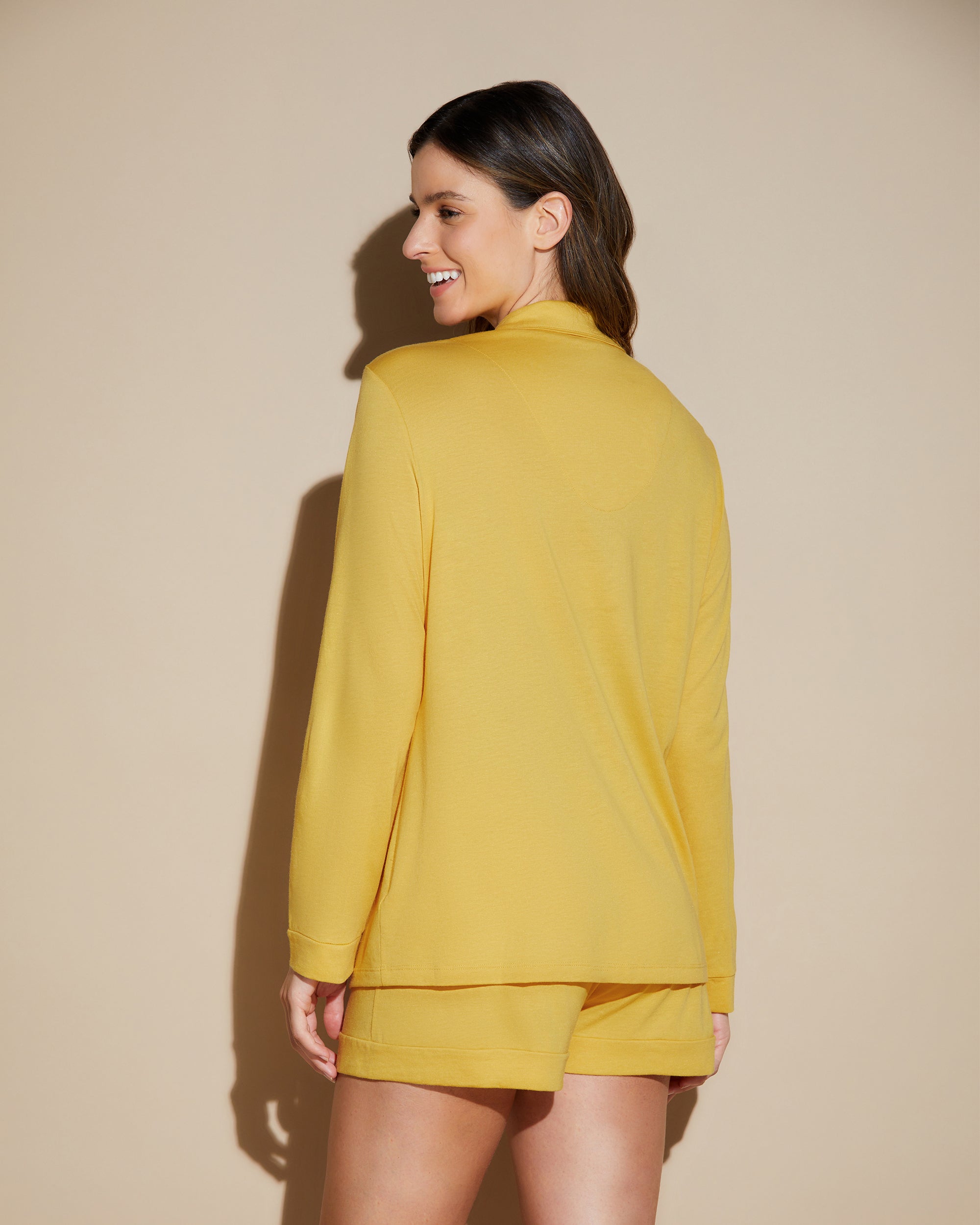 Yellow Set - Bella Long Sleeve Top & Boxer Pajamas