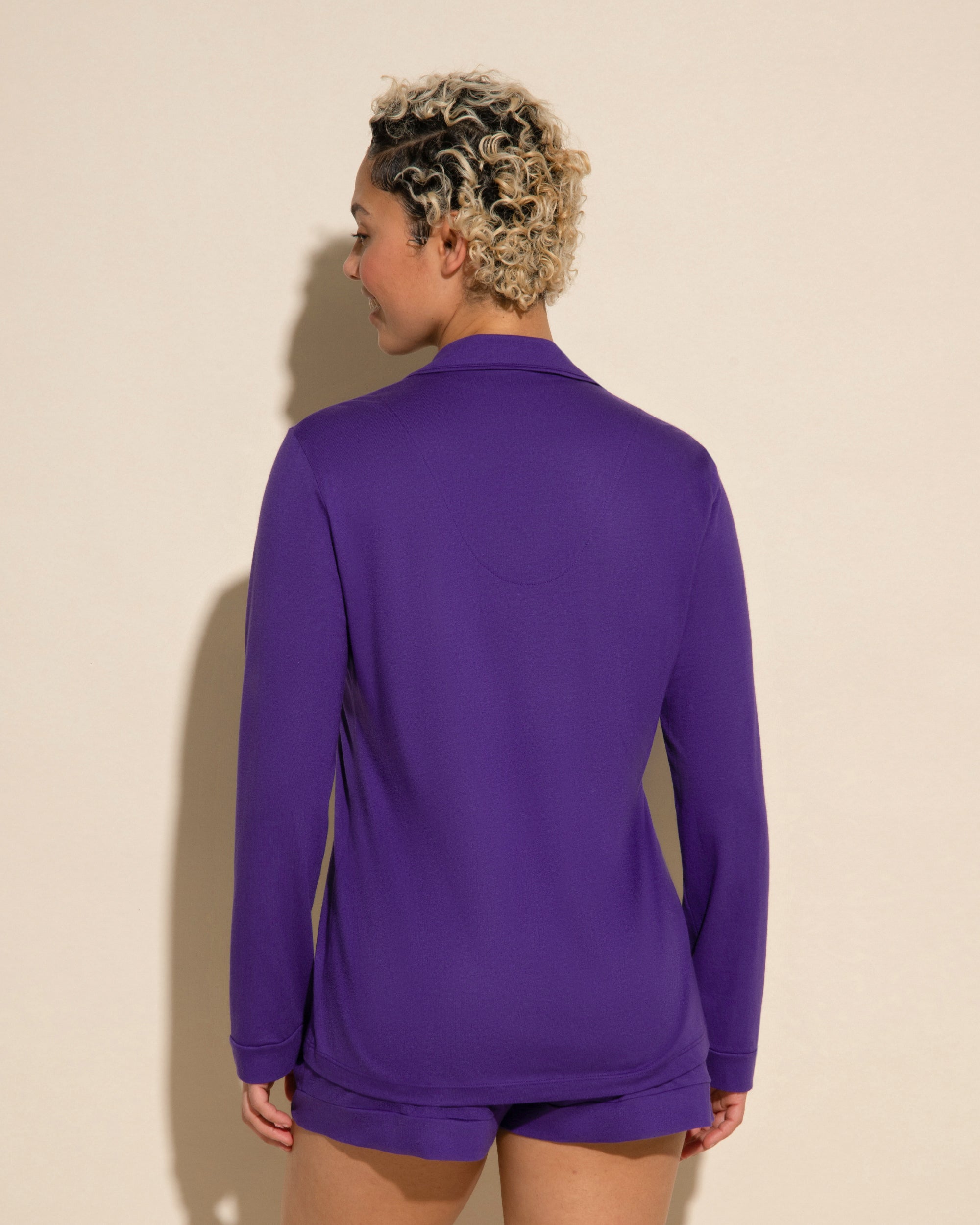 Purple Set - Bella Long Sleeve Top & Boxer Pajama Set