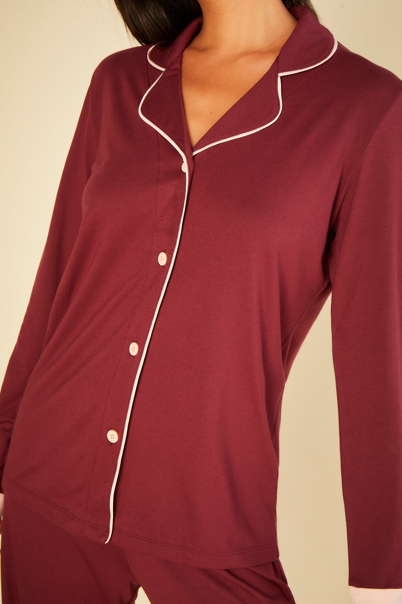 Red Set - Bella Banded Long Sleeve Top & Pant Pajama