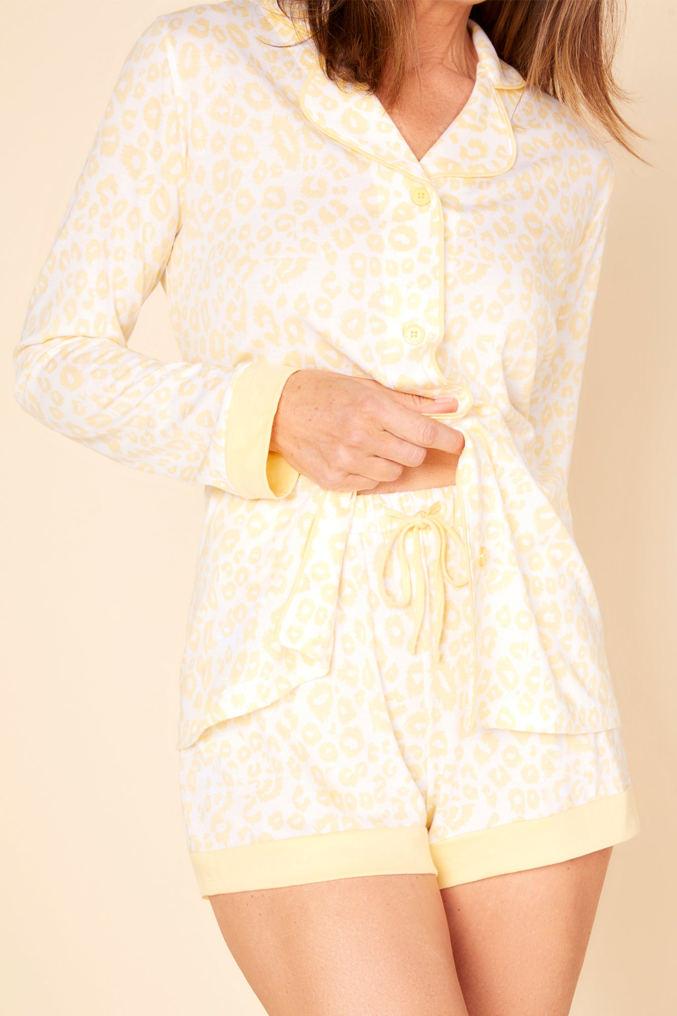 Yellow Set - Bella Printed Printed Long Sleeve Top And Boxer