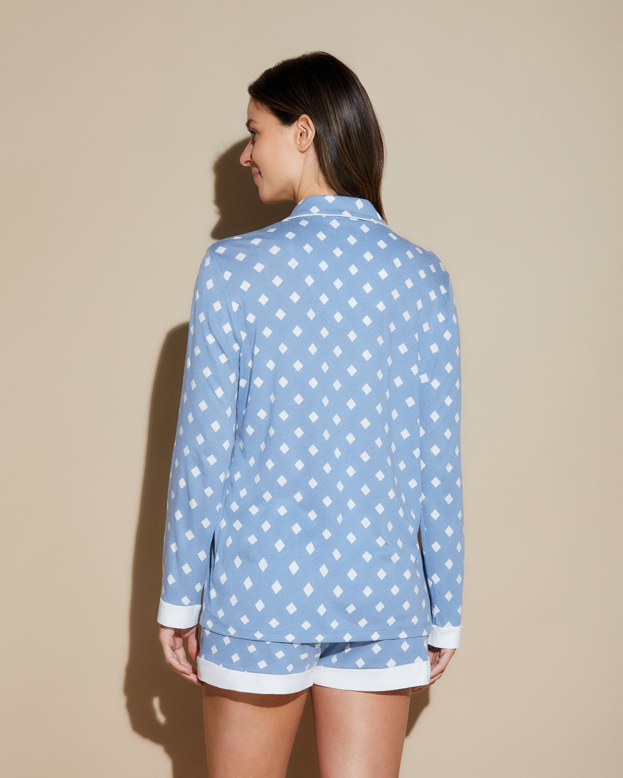 Print Set - Bella Printed Printed Long Sleeve Top And Boxer