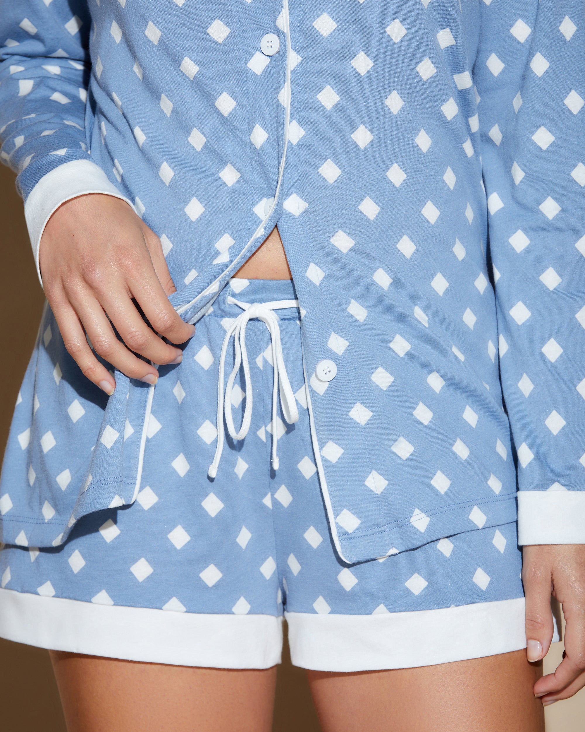 Gedruckt Set - Bella Printed Bedrucktes, Langärmeliges Top Und Boxershorts