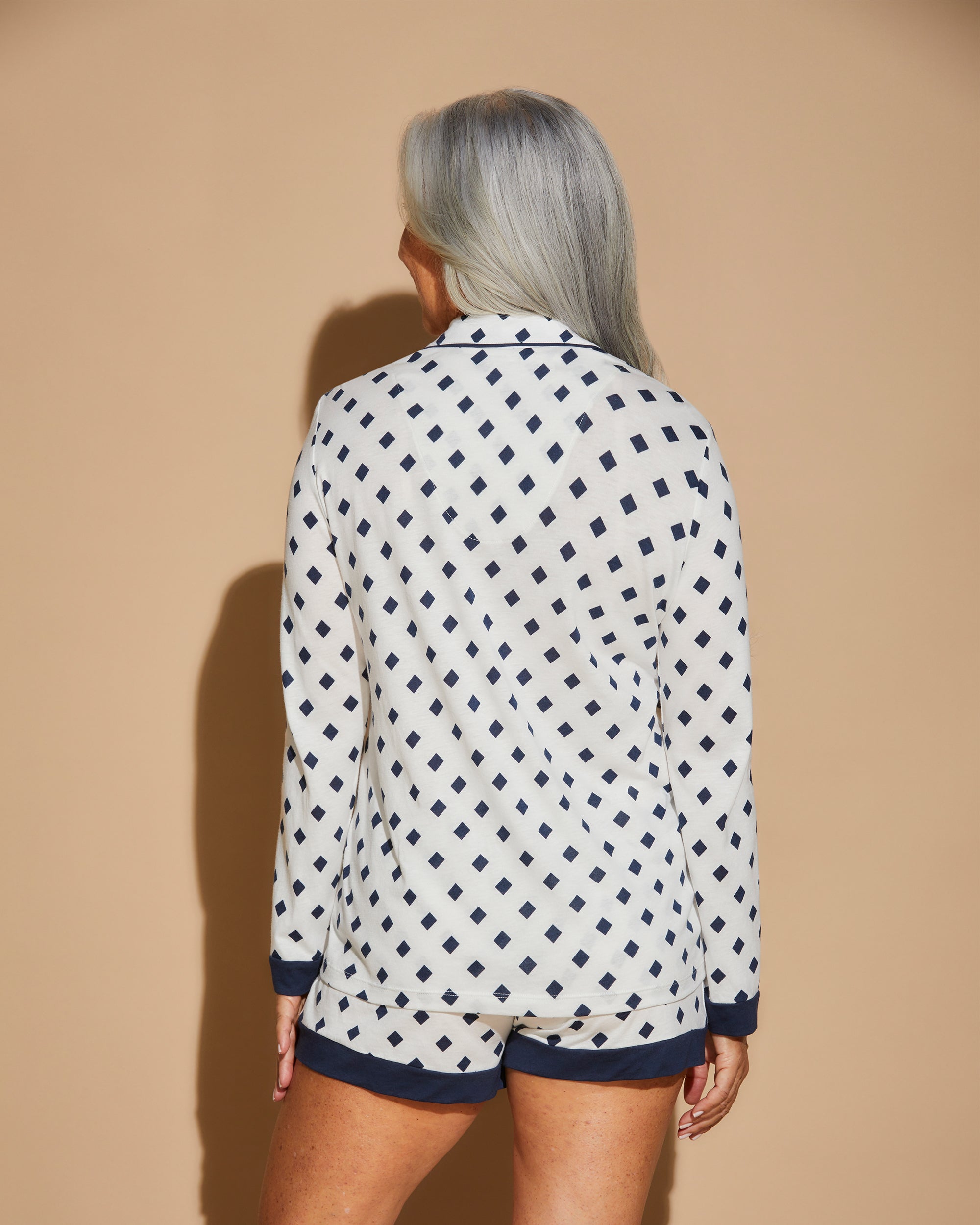 Estampado Conjuntos - Bella Printed Camisa De Manga Larga Y Pantalón Corto Estampados.