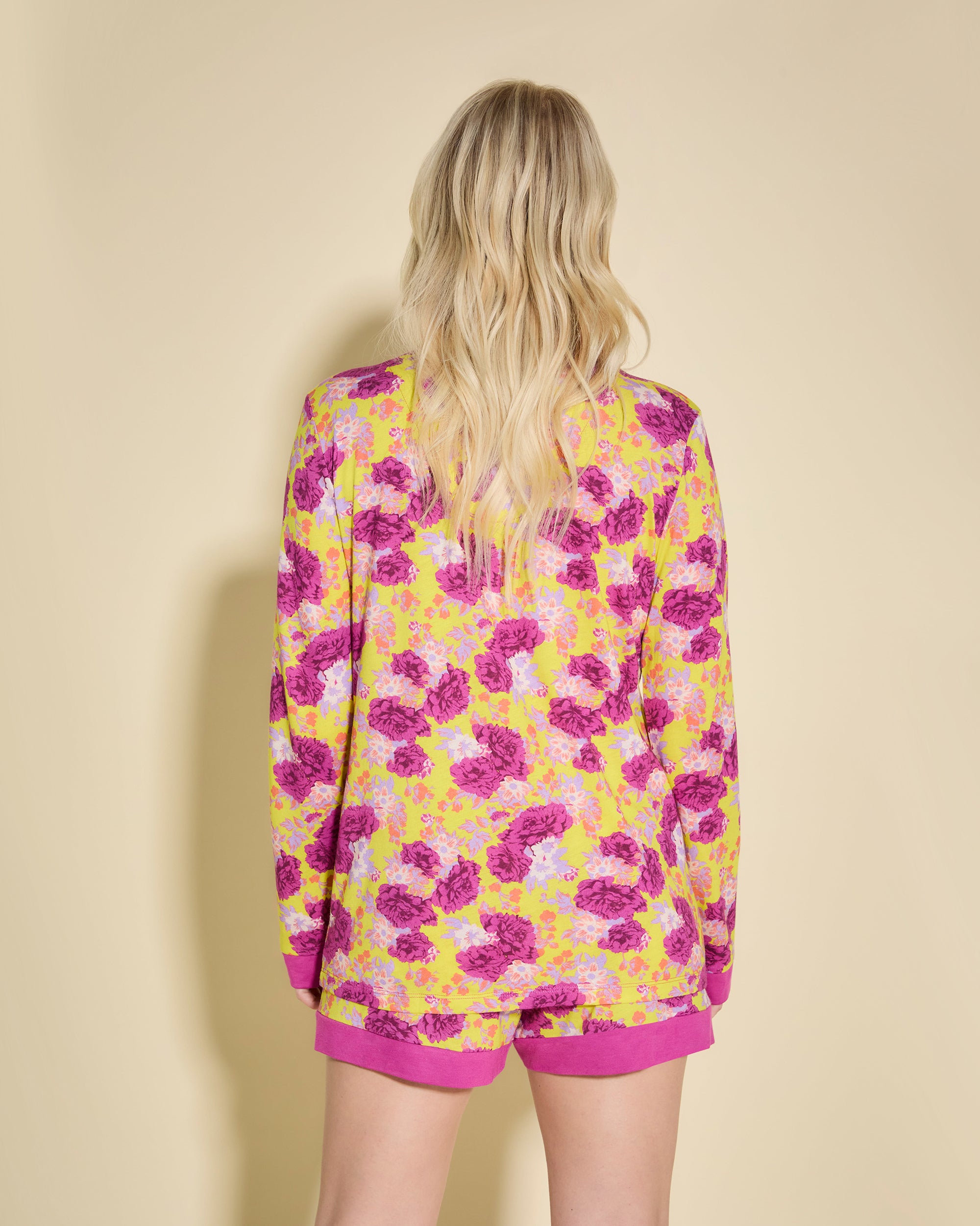 Gedruckt Set - Bella Printed Bedrucktes, Langärmeliges Top Und Boxershorts
