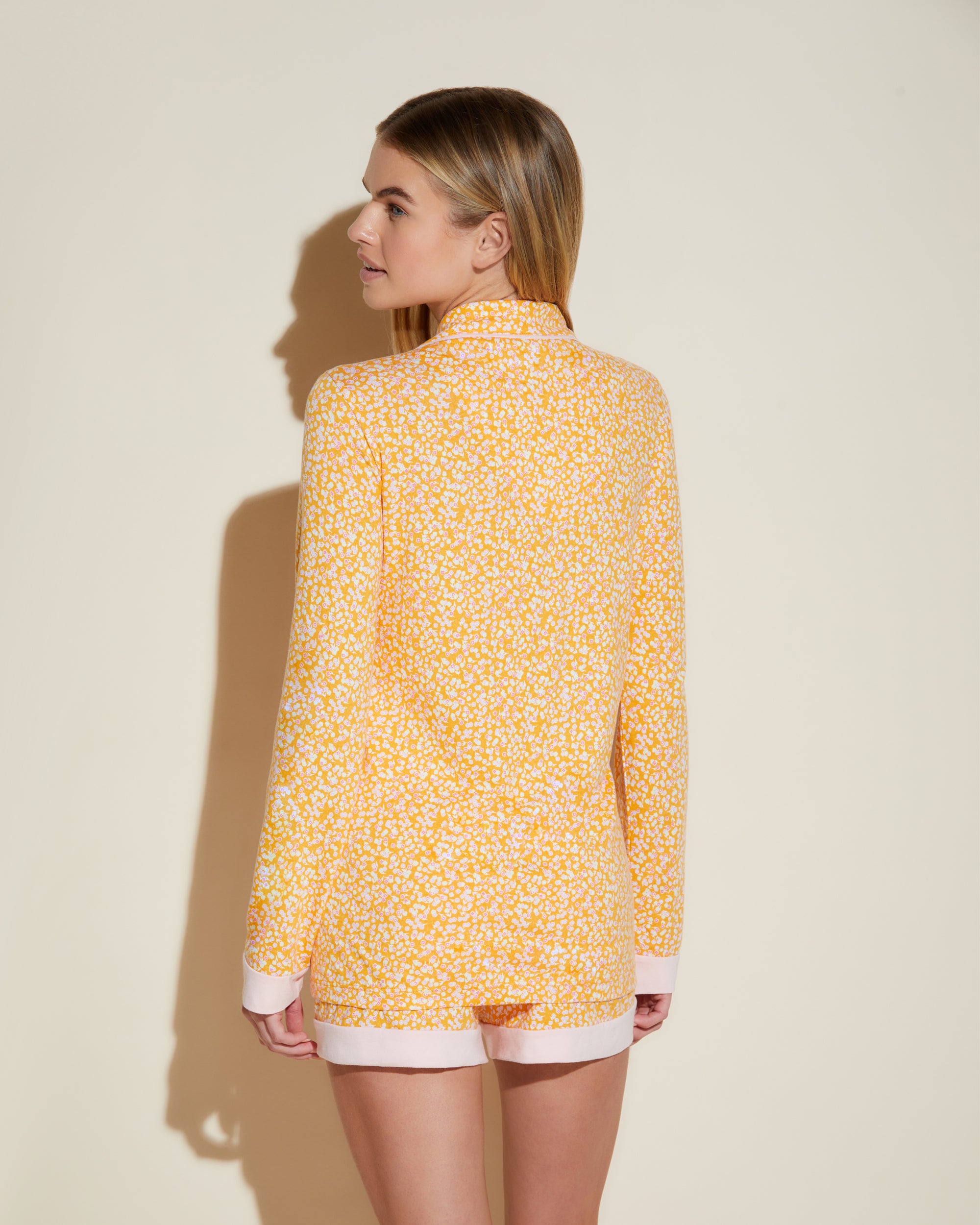 Orange Set - Bella Printed Printed Long Sleeve Top And Boxer