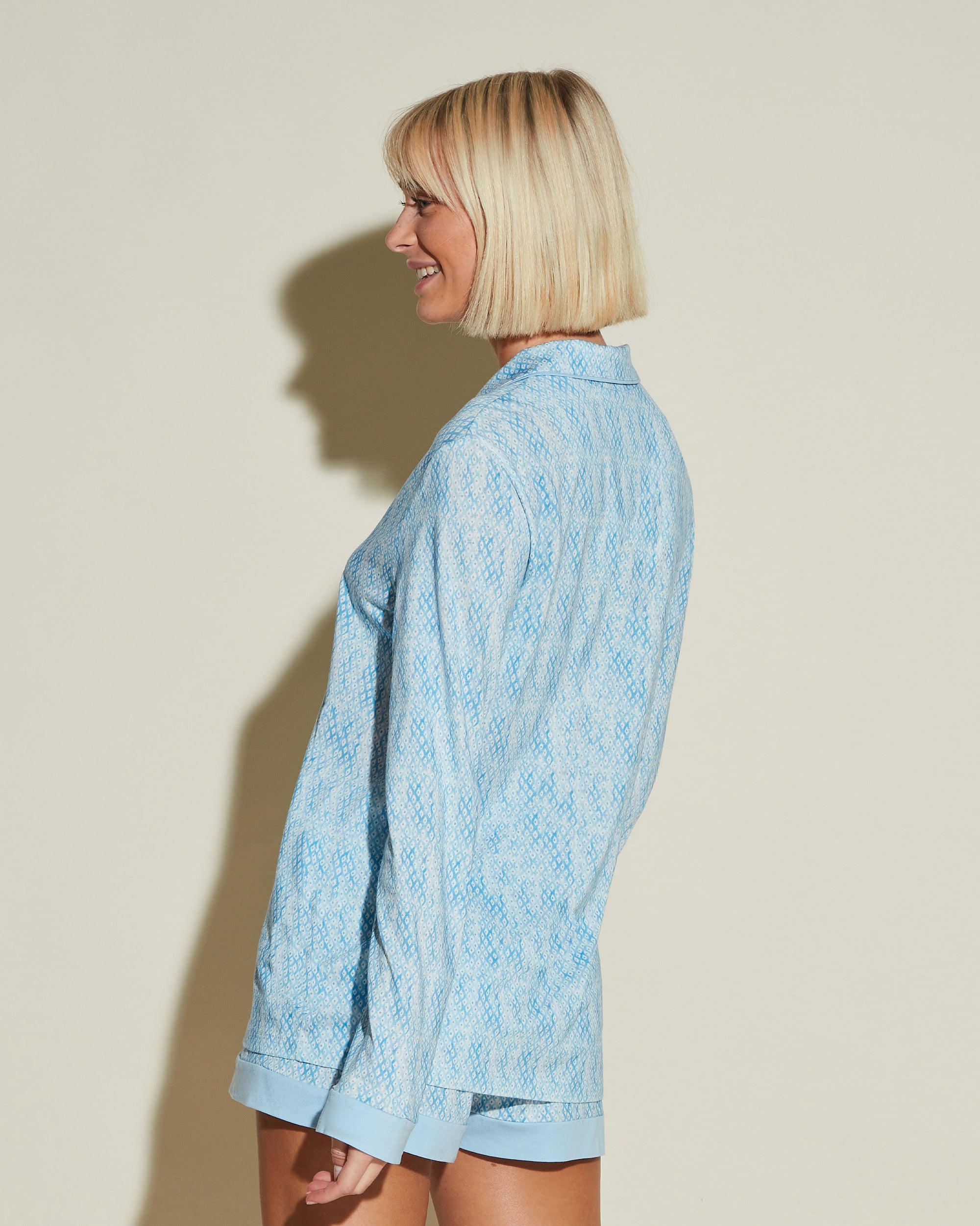 Print Set - Bella Printed Printed Long Sleeve Top & Boxer Pajama Set