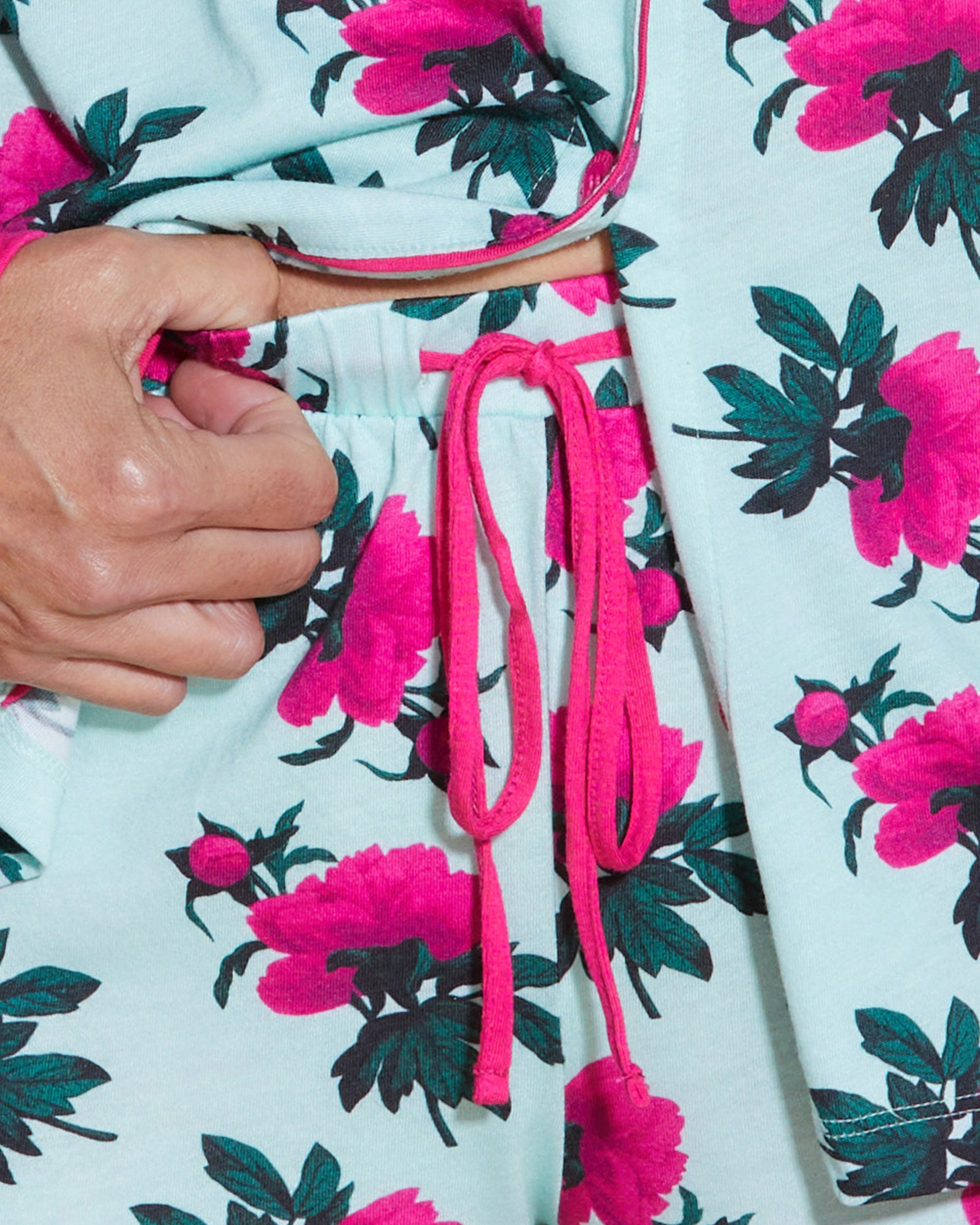 Estampado Conjuntos - Bella Printed Camisa De Manga Larga Y Pantalón Corto Estampados.