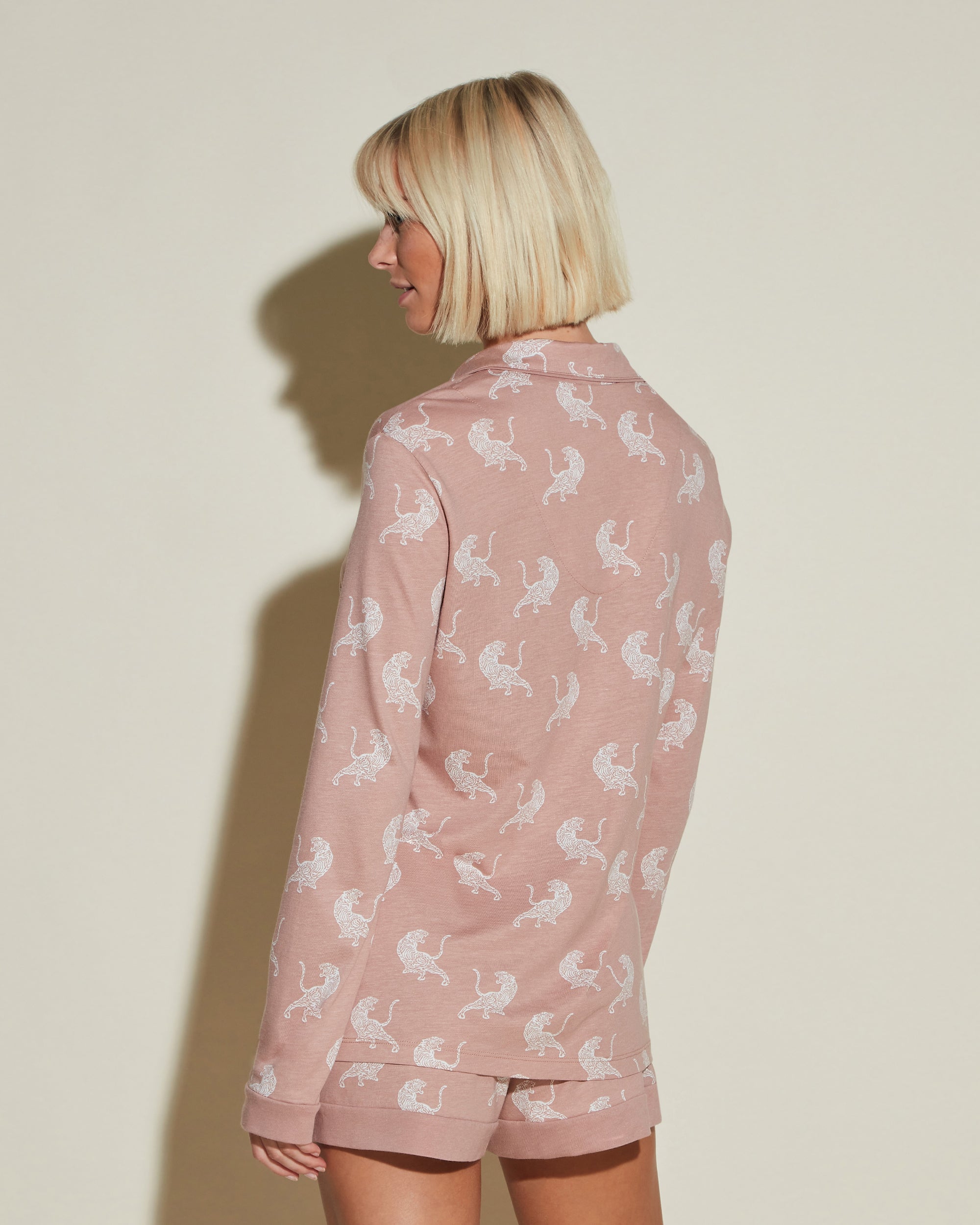Gedruckt Set - Bella Printed Bedrucktes Langärmeliges Top & Boxer Pyjama-Set