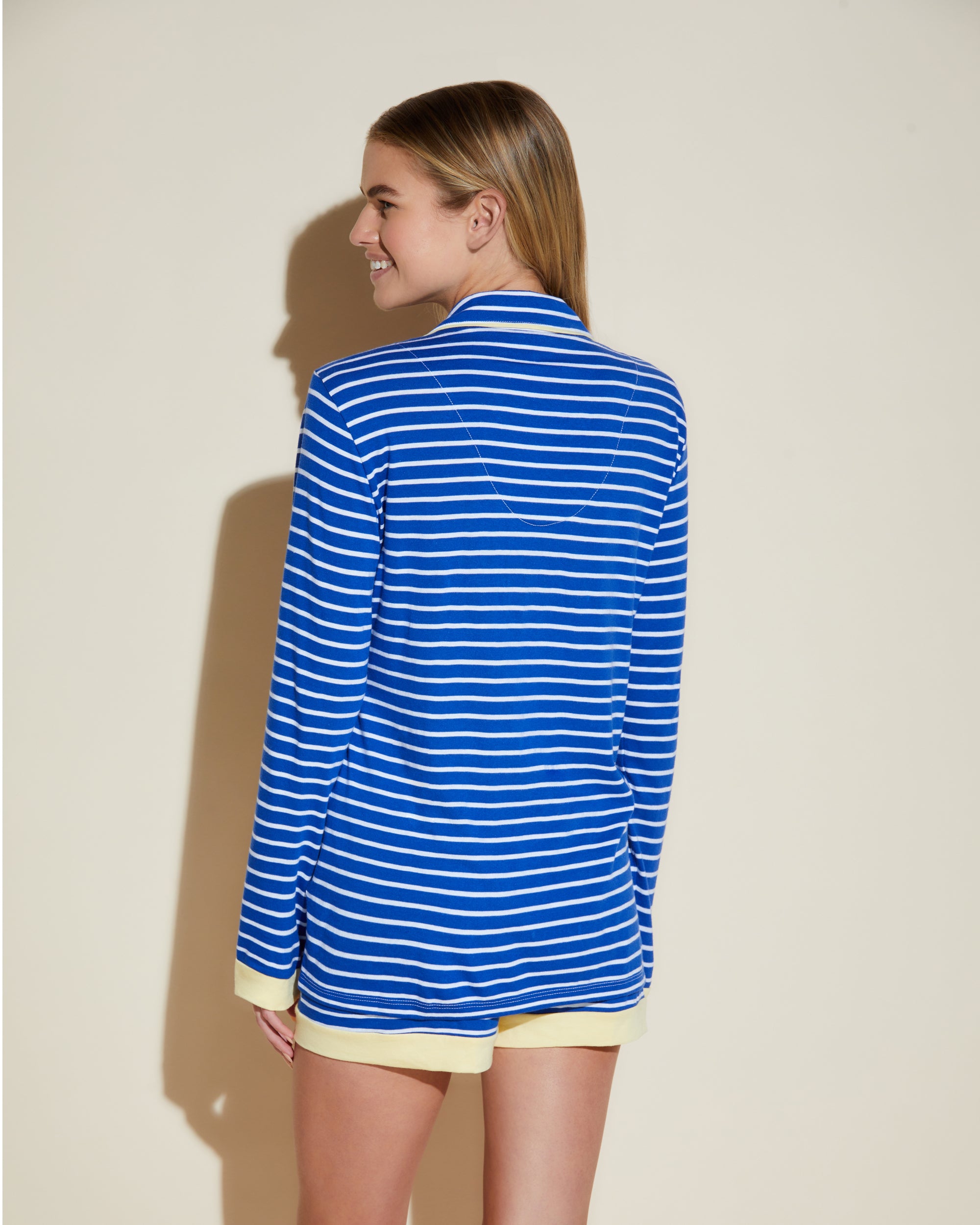 Bleue Ensemble - Bella Printed Haut Manches Longues Et Boxer À Imprimés