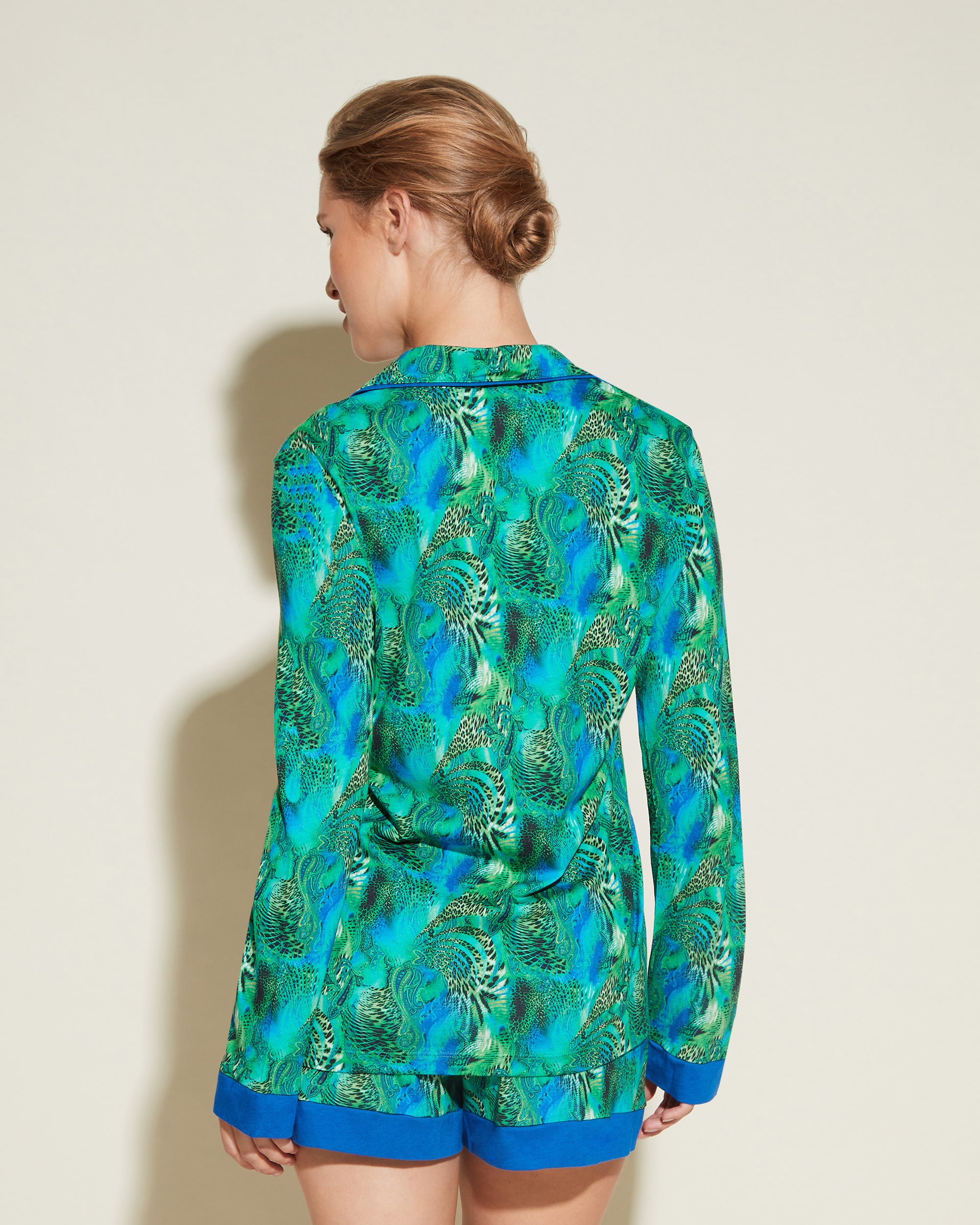 Print Set - Bella Printed Printed Long Sleeve Top & Boxer Pajama Set