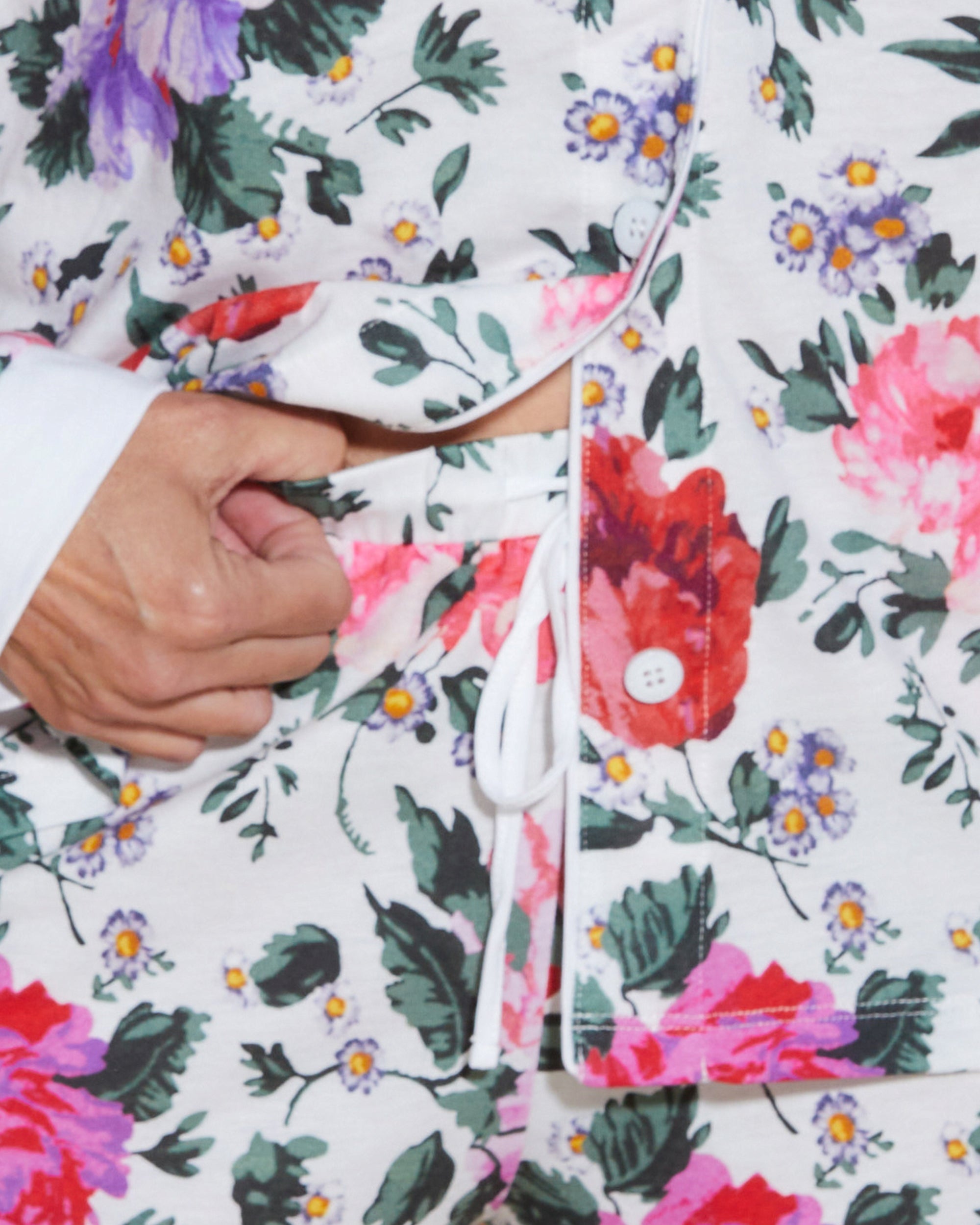 Estampado Conjuntos - Bella Printed Camisa De Manga Larga Y Pantalón Corto Estampados.