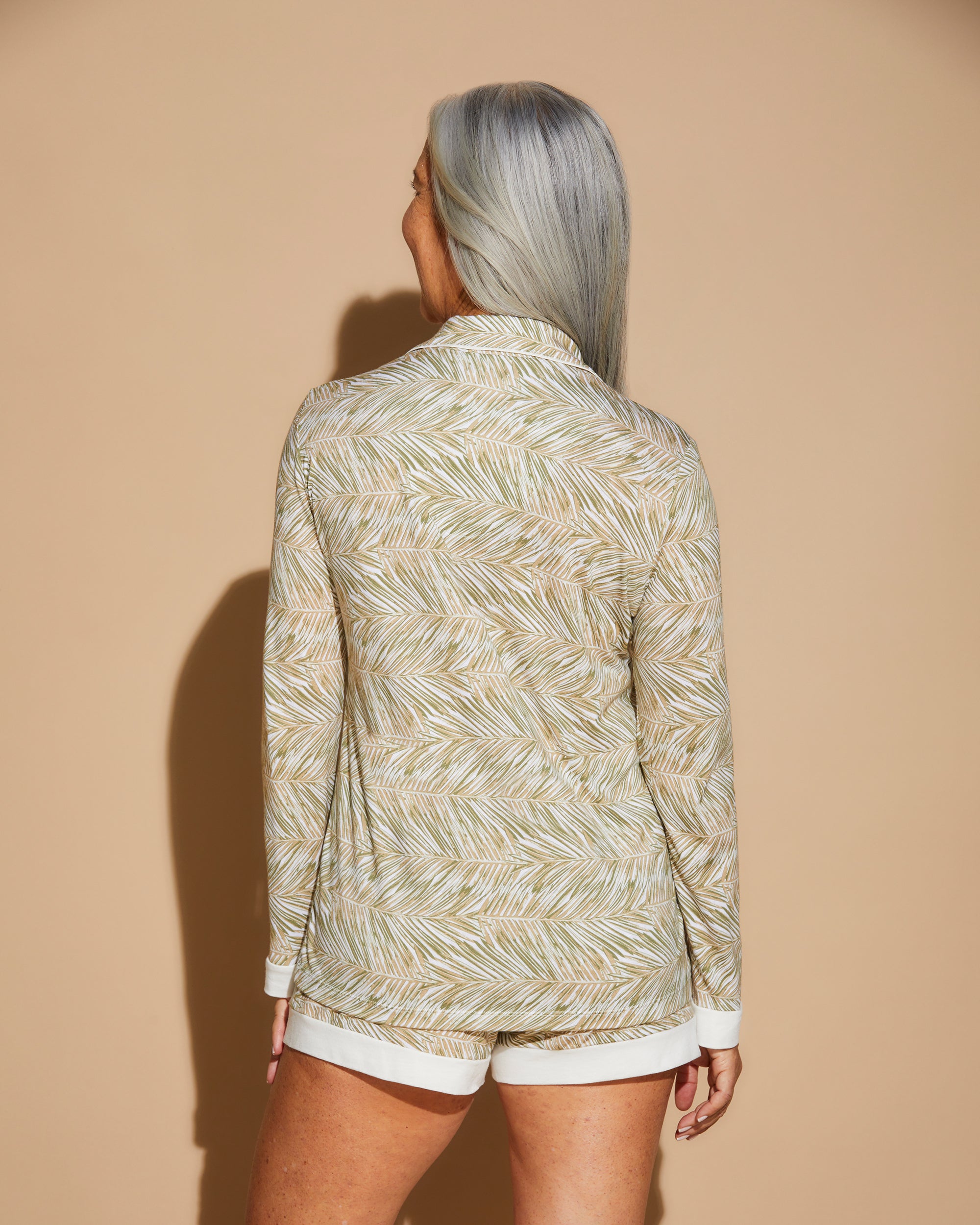 Print Set - Bella Printed Printed Long Sleeve Top And Boxer