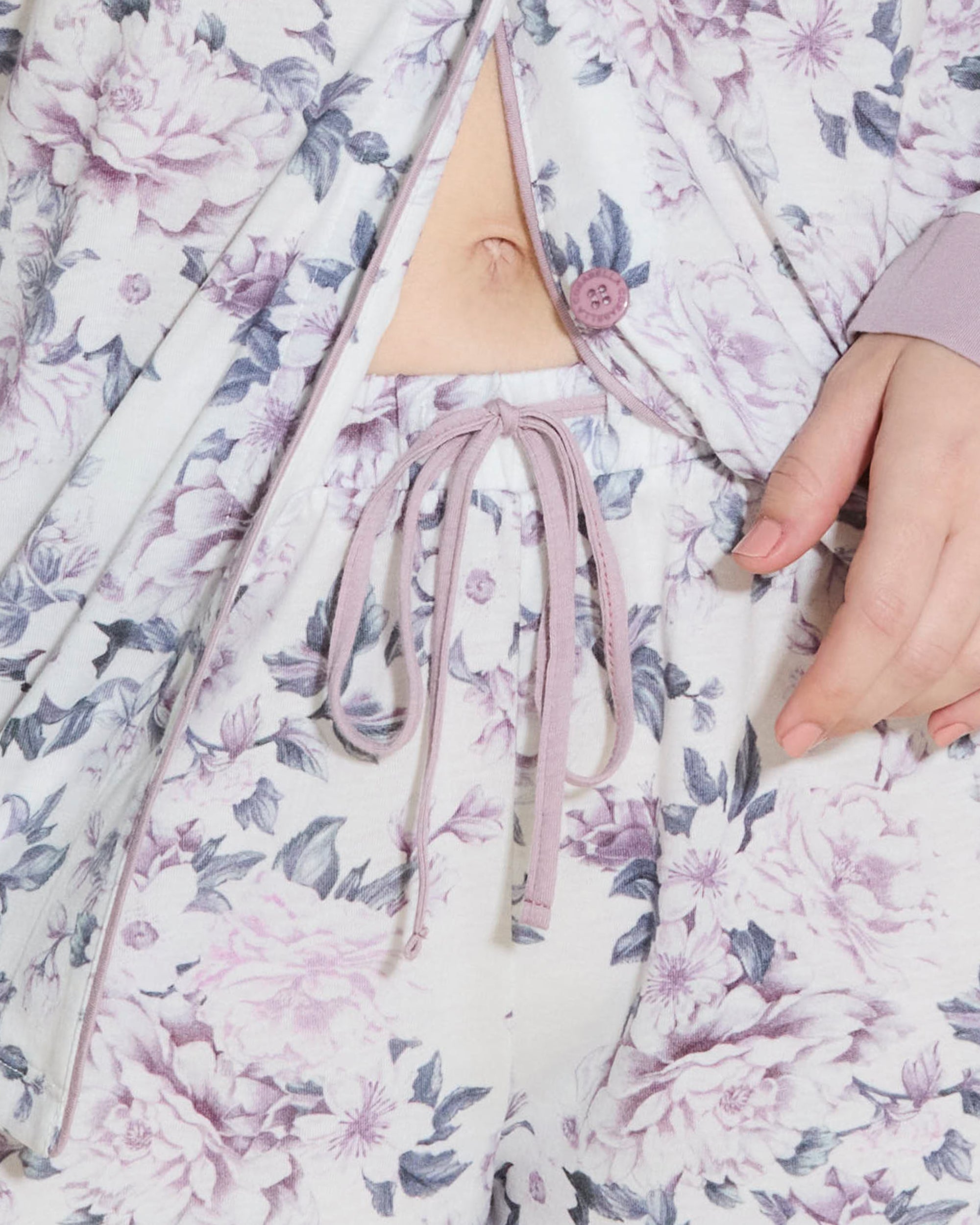 Estampado Conjuntos - Bella Printed Camisa De Manga Larga Y Pantalón Corto Estampados.