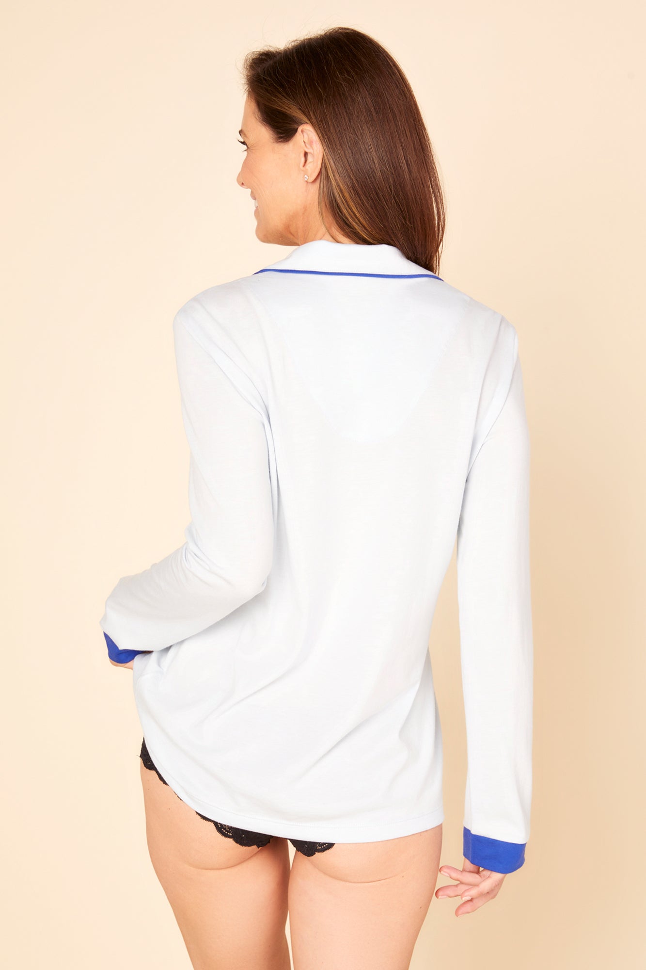 Azul Tops - Bella Camisa De Pijama De Manga Larga