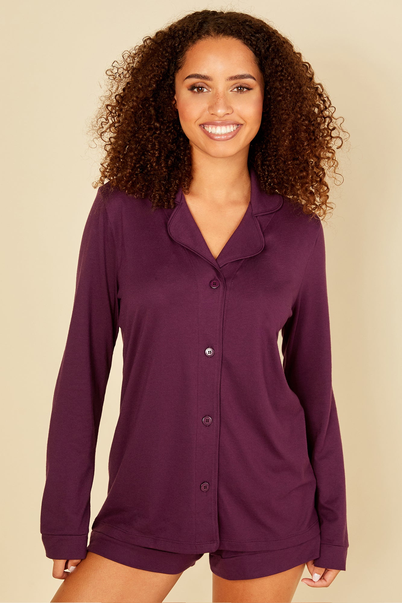 Lila Top - Bella Langärmeliges Pyjama-Top