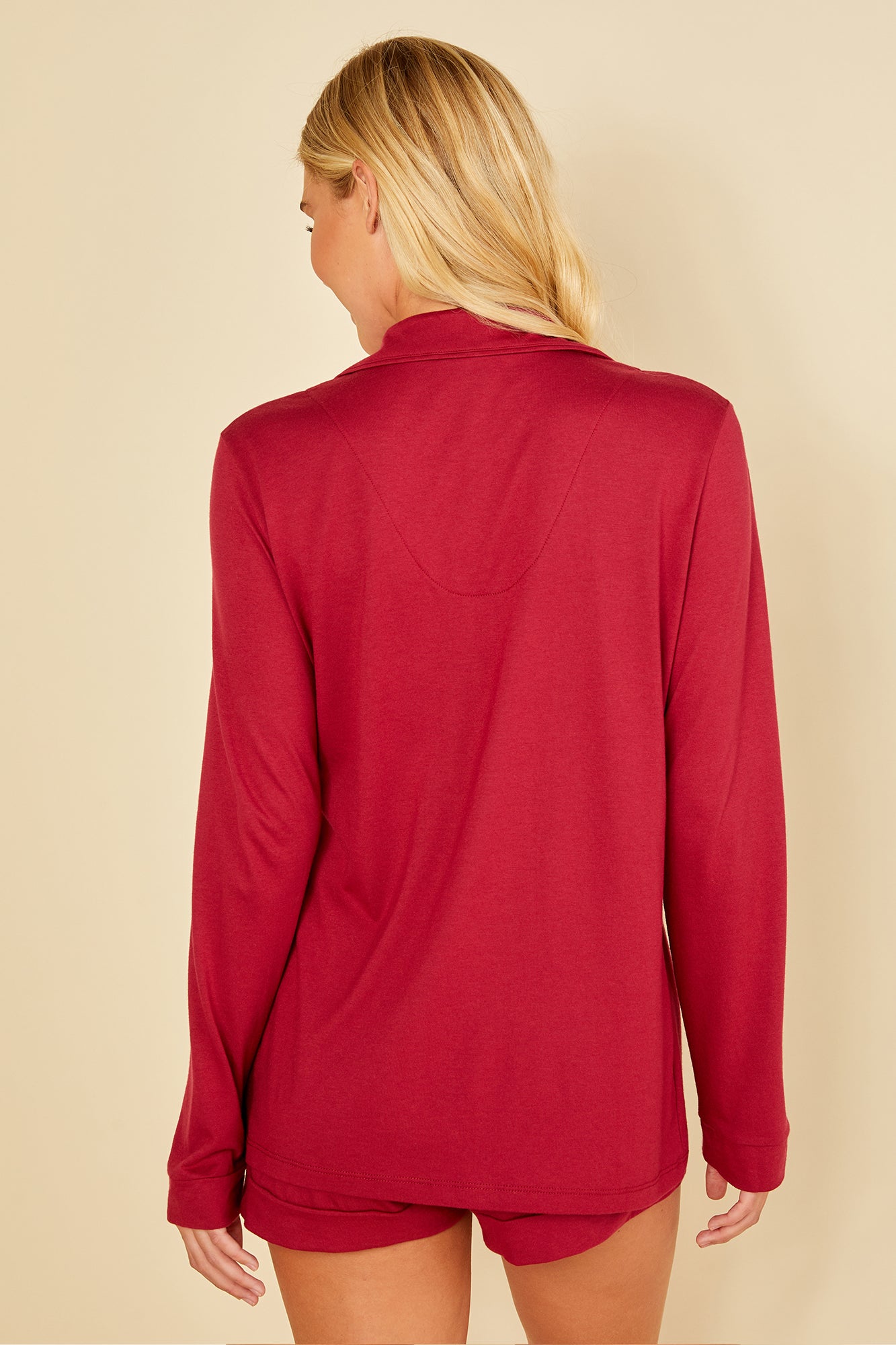 Rot Top - Bella Langärmeliges Pyjama-Top