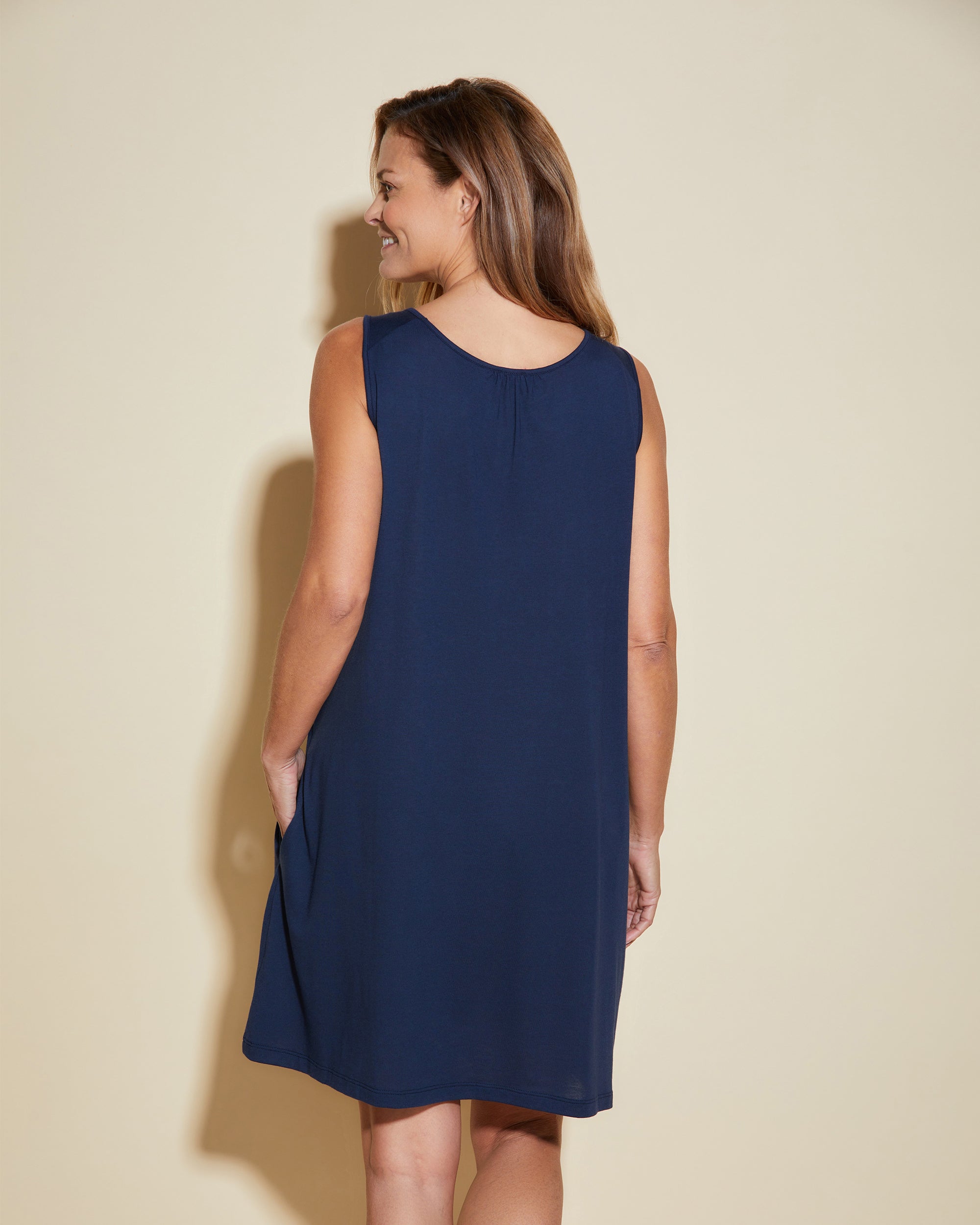 Bleue Chemise De Nuit - Bella Tank Chemise Avec Poches