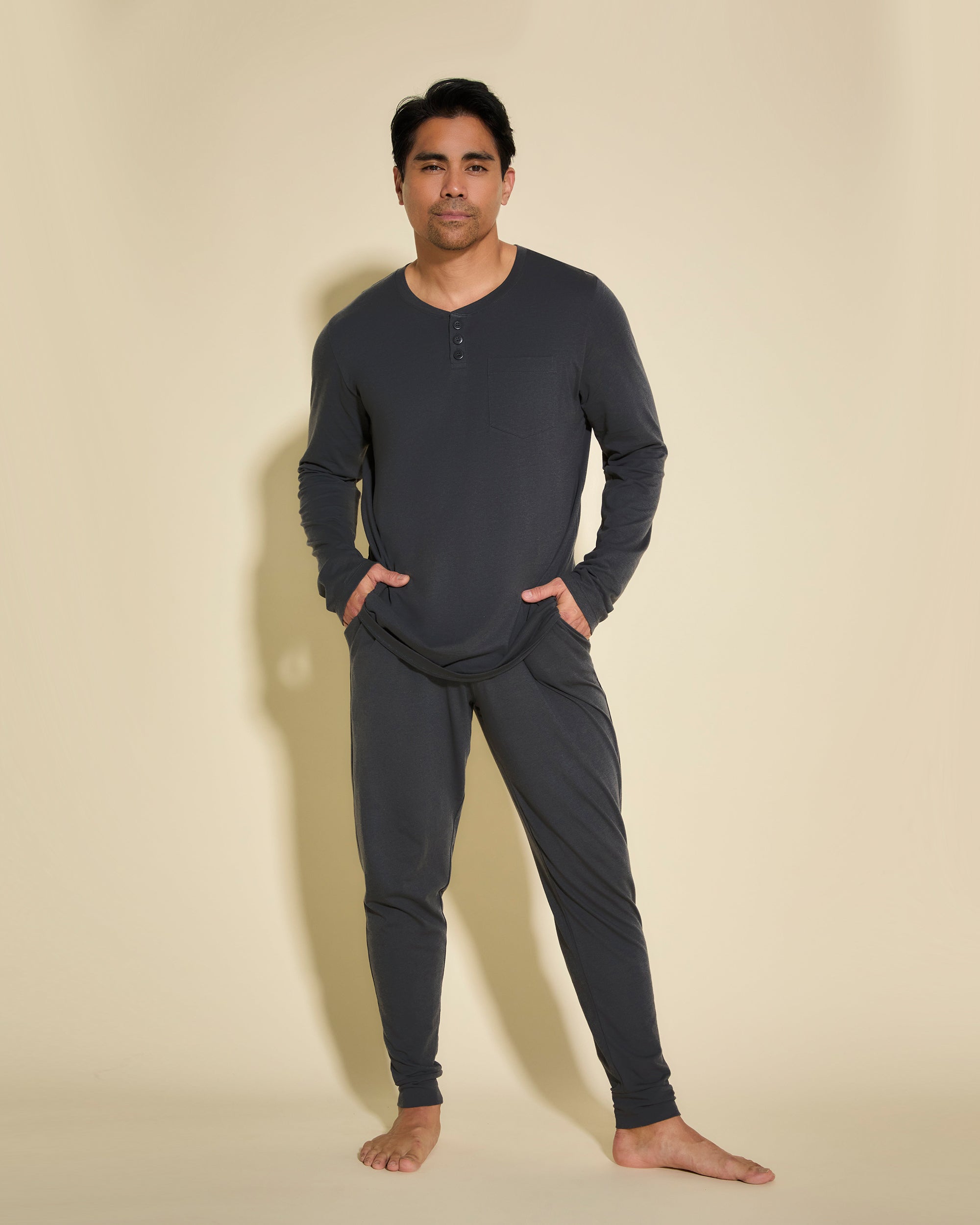 Gris Conjuntos Para Hombres - Bella Conjunto De Pijama Henley
