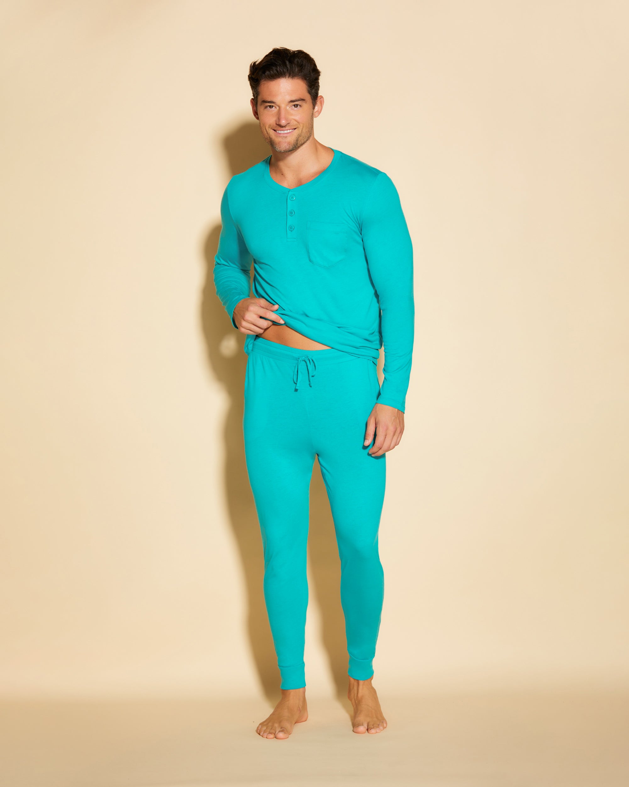 Blue Men Sets - Bella Men's Henley & Jogger Pajama Set