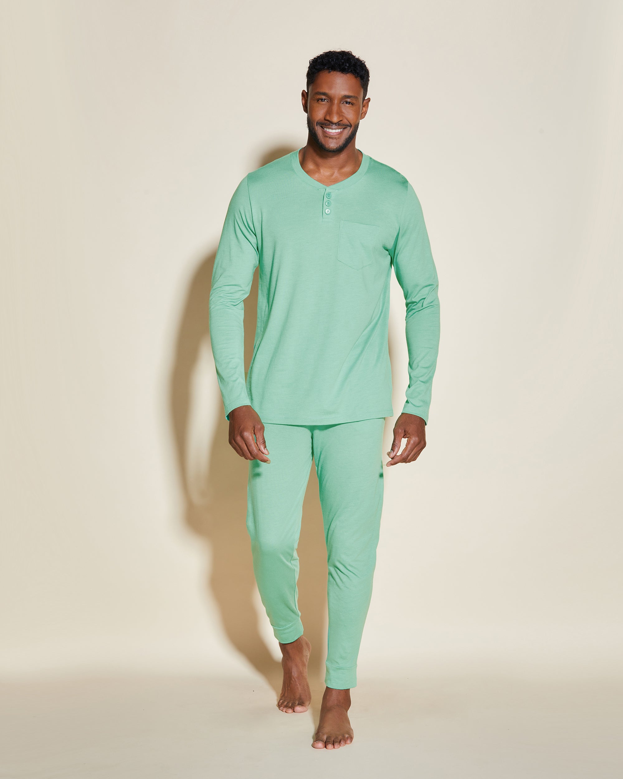 Green Men Sets - Bella Henley Men’S Pj Set