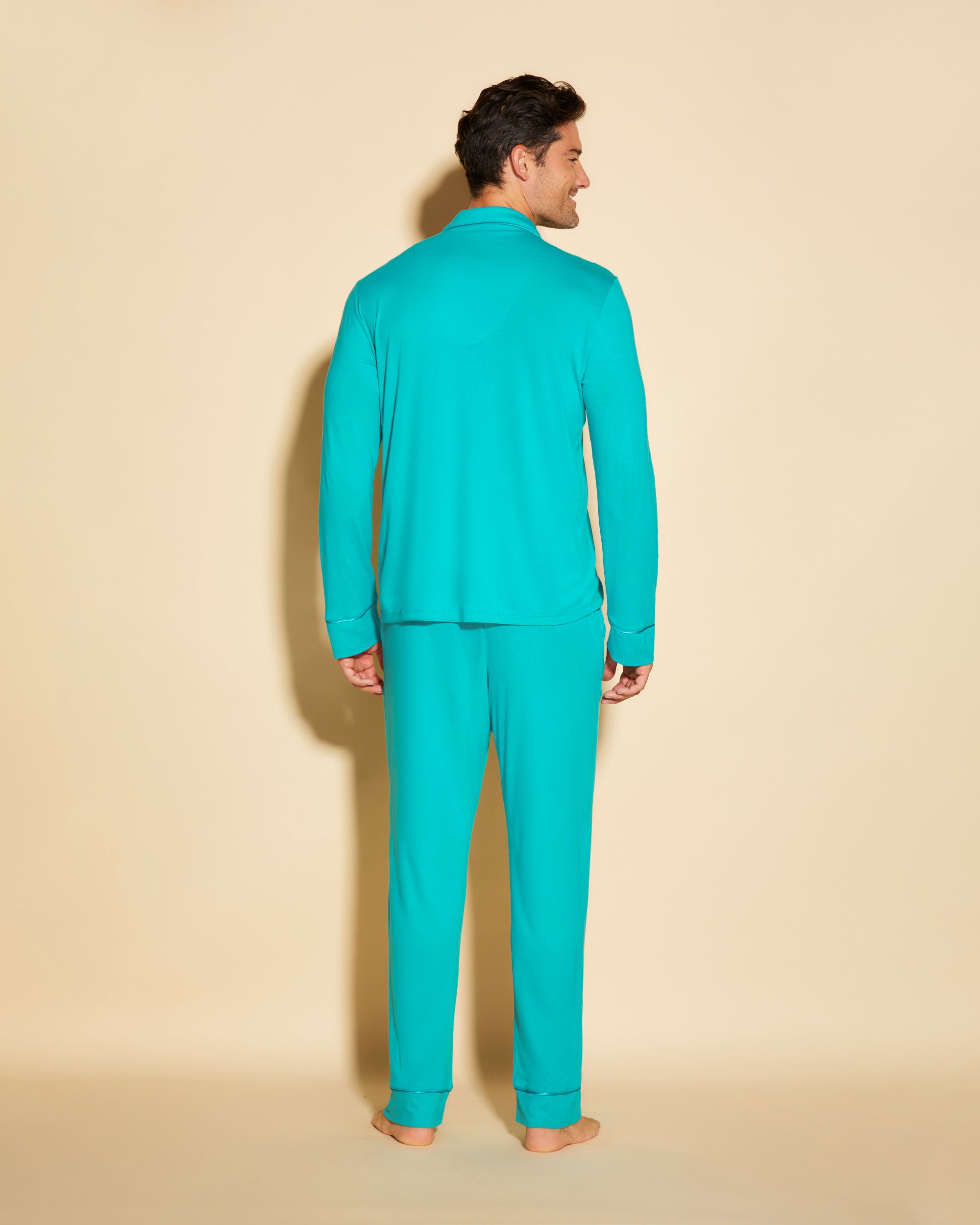 Blu Set Uomo - Bella Pigiama Classico Da Uomo Con Top  Maniche Lunghe E Pantaloni