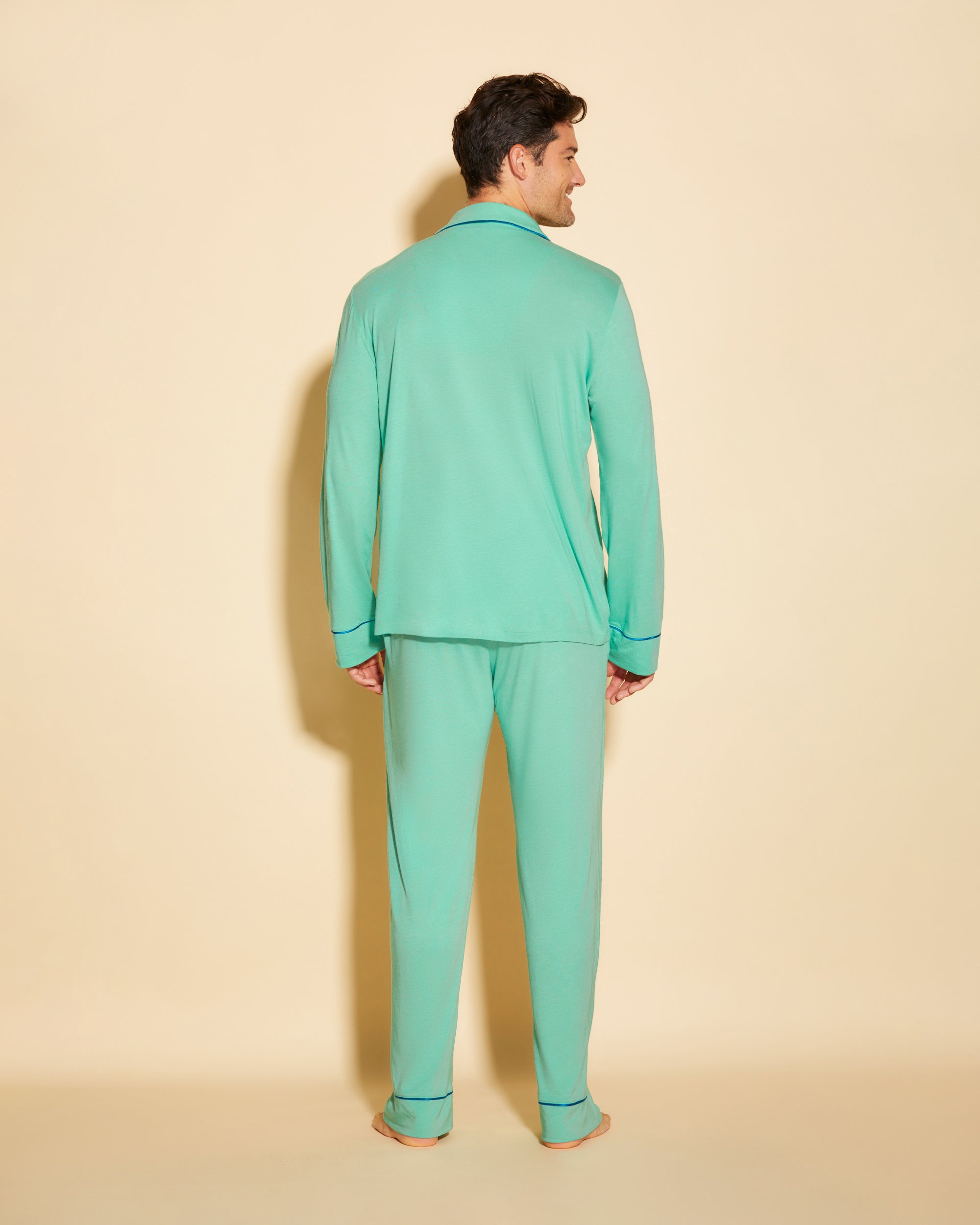 Green Men Sets - Bella Men's Classic Long Sleeve Top & Pant Pajama Set