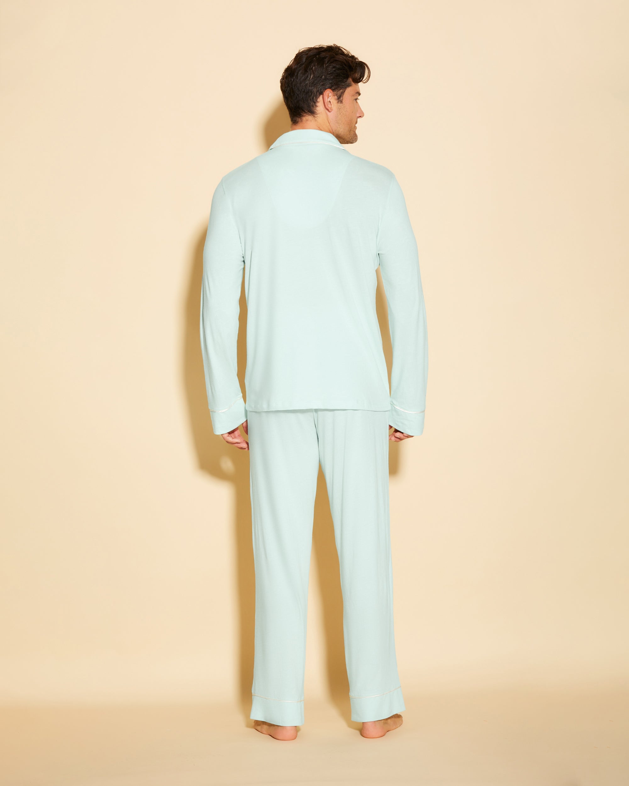 Blu Set Uomo - Bella Pigiama Classico Da Uomo Con Top  Maniche Lunghe E Pantaloni