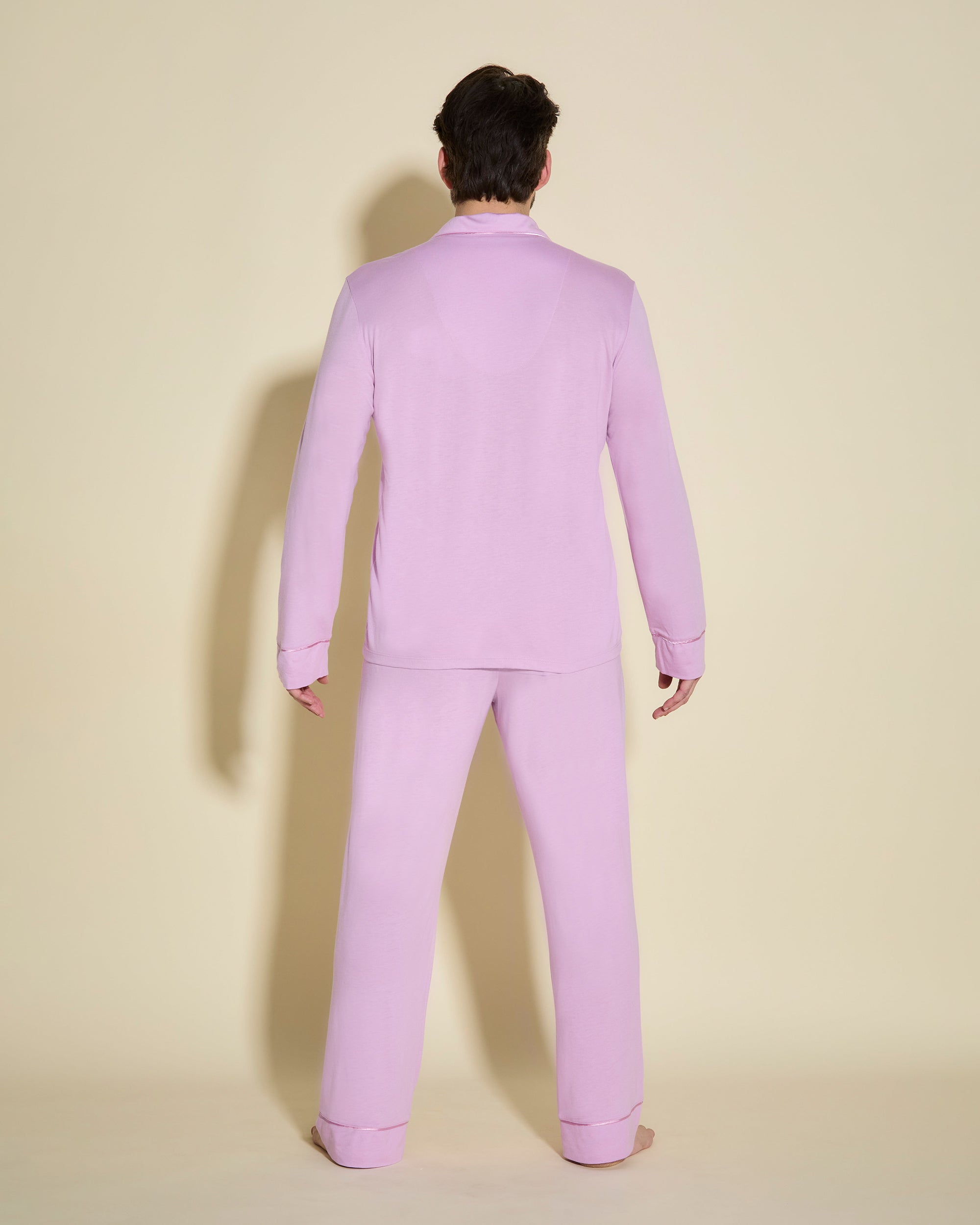 Púrpura Conjuntos Para Hombres - Bella Conjunto De Pijama Para Hombre Clásico Con Camisa De Manga Larga Y Pantalones