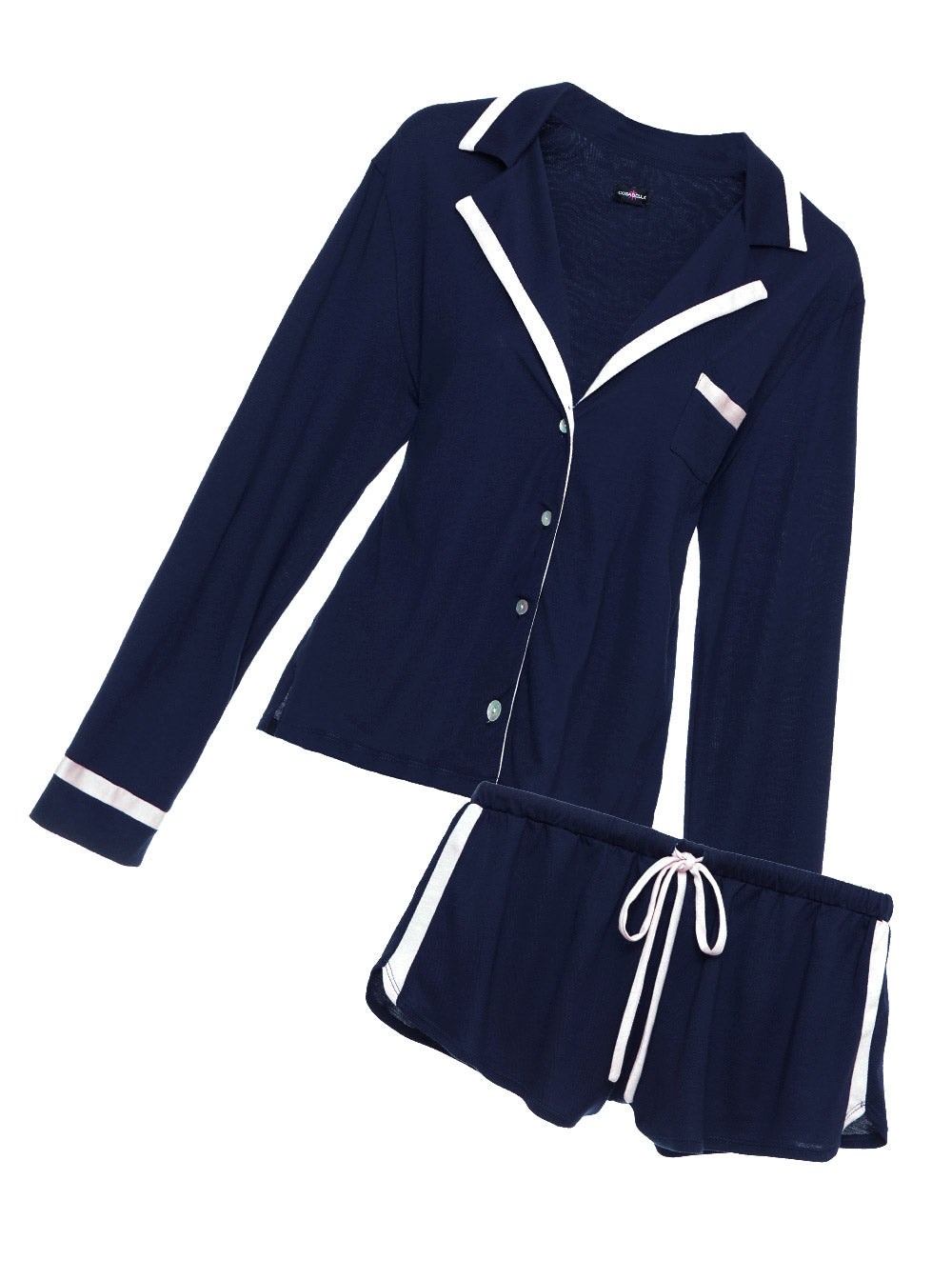 Blue Set - Bella Long Sleeve Top & Boxer Pajama Set