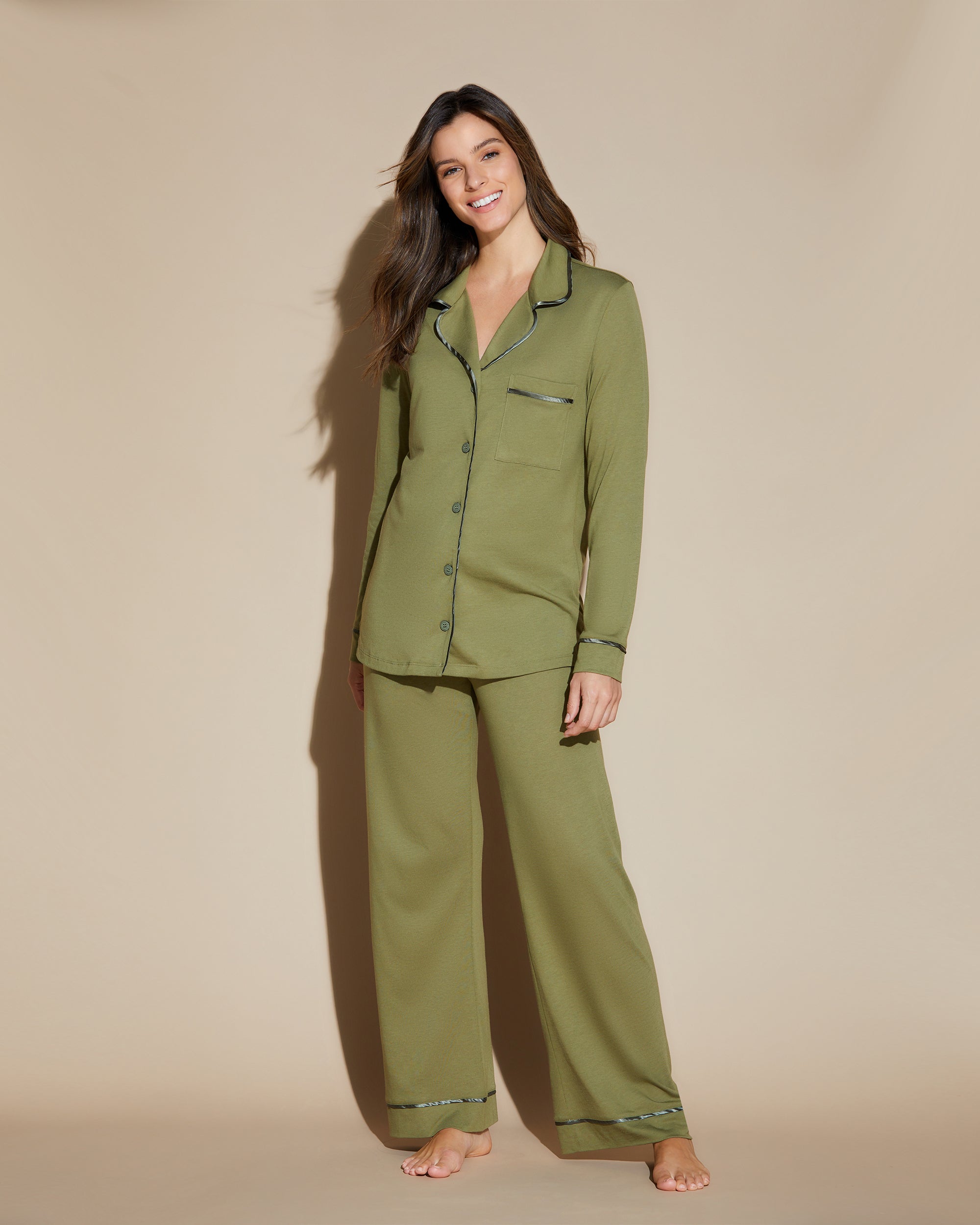 Verde Set - Bella Top A Manica Lunga E Pantalone Lungo