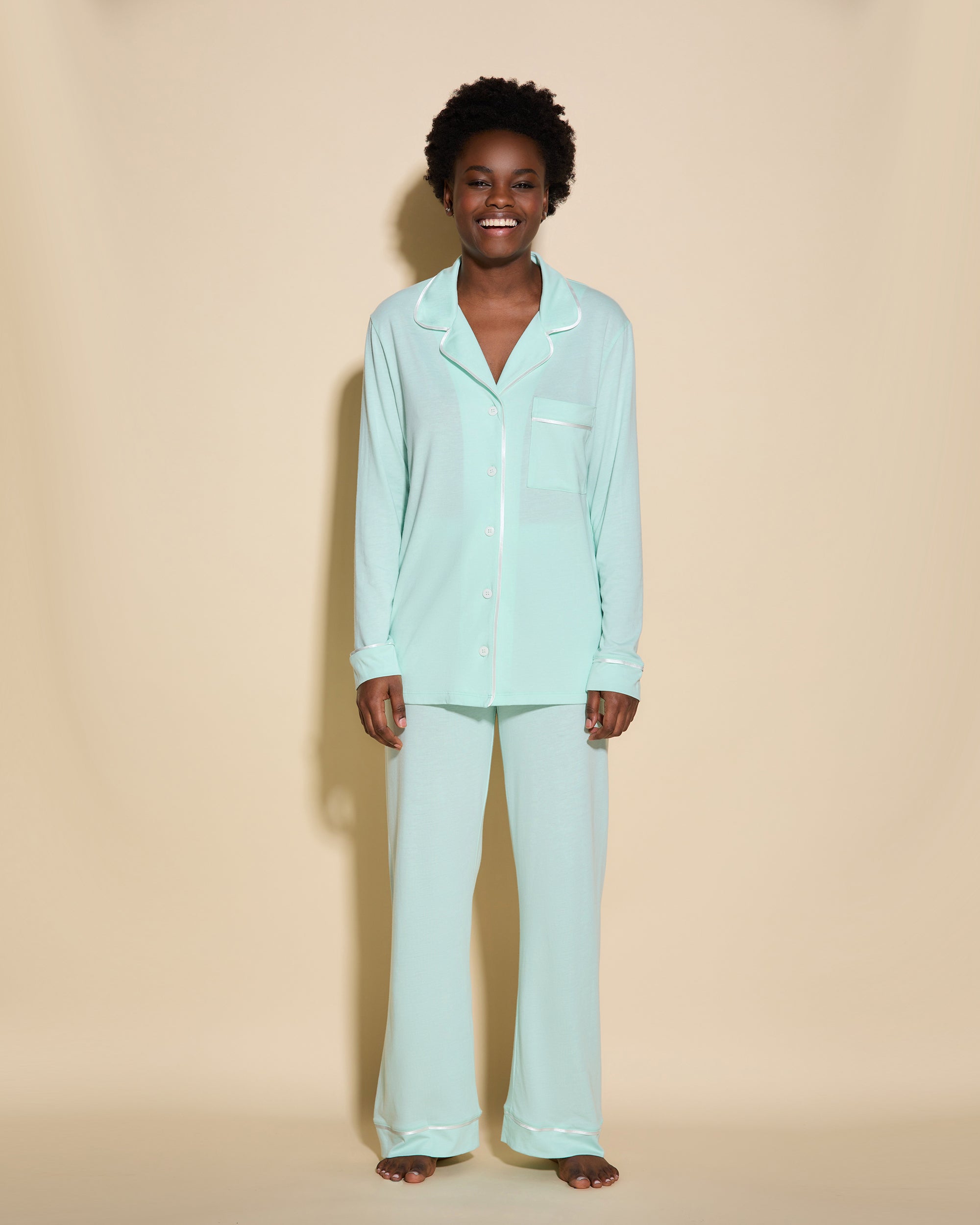 Blu Set - Bella Top A Manica Lunga E Pantalone Lungo