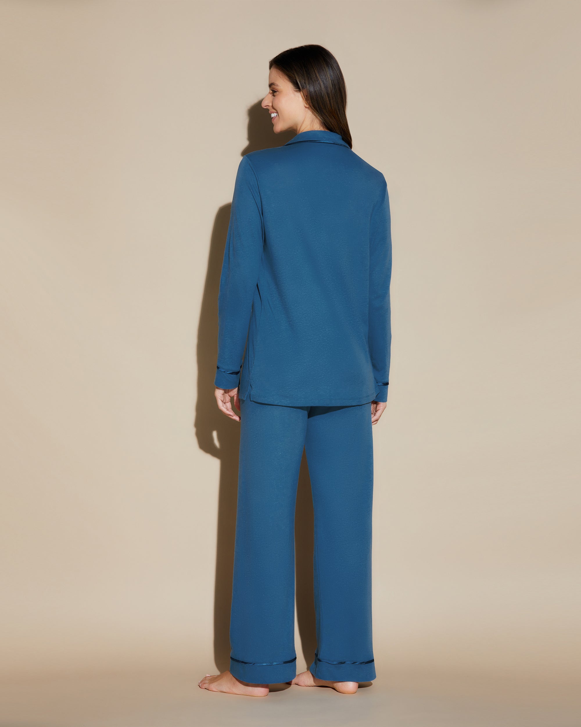 Blu Set - Bella Top A Manica Lunga E Pantalone Lungo