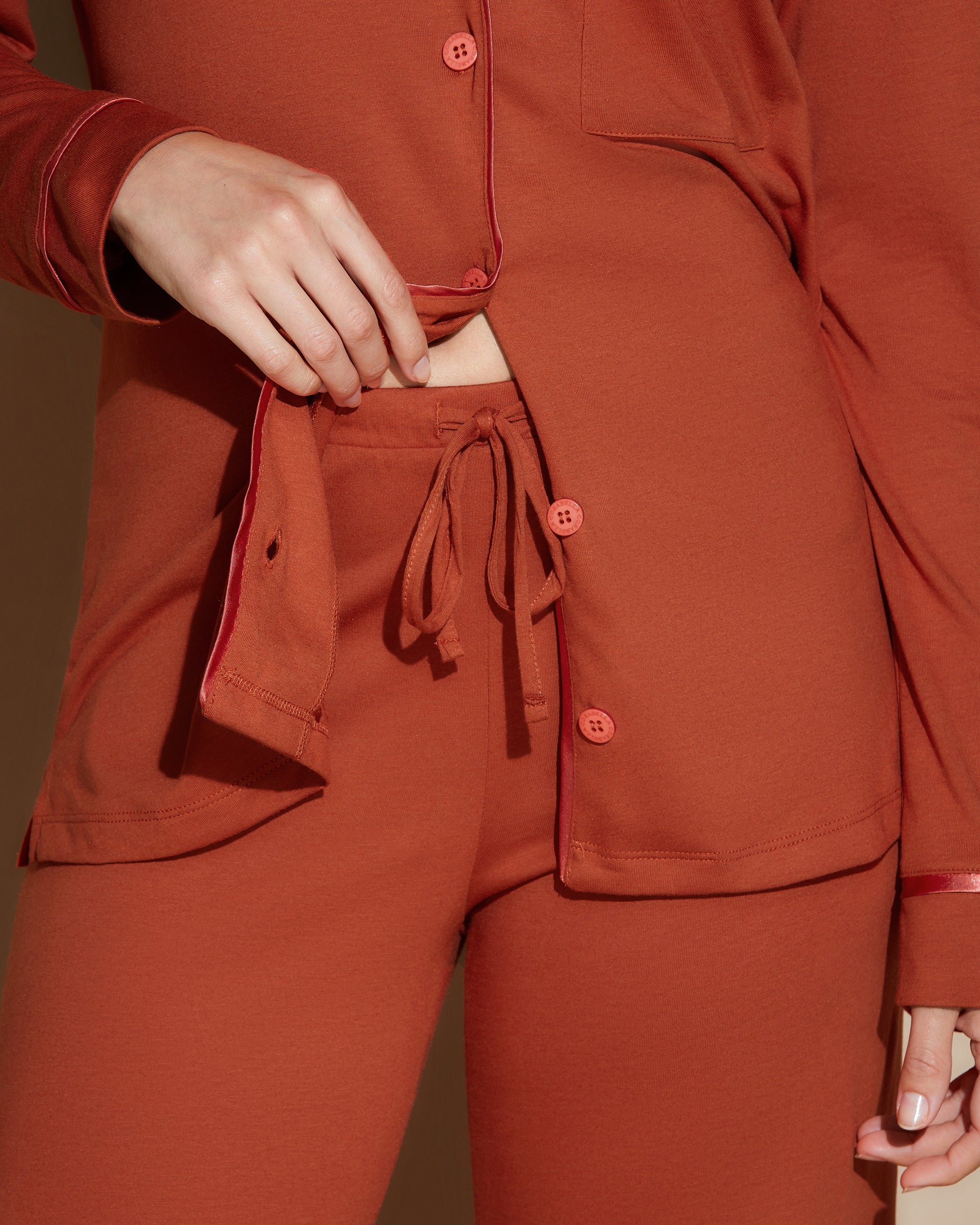 Orange Set - Bella Langärmligem Oberteil Und Hose