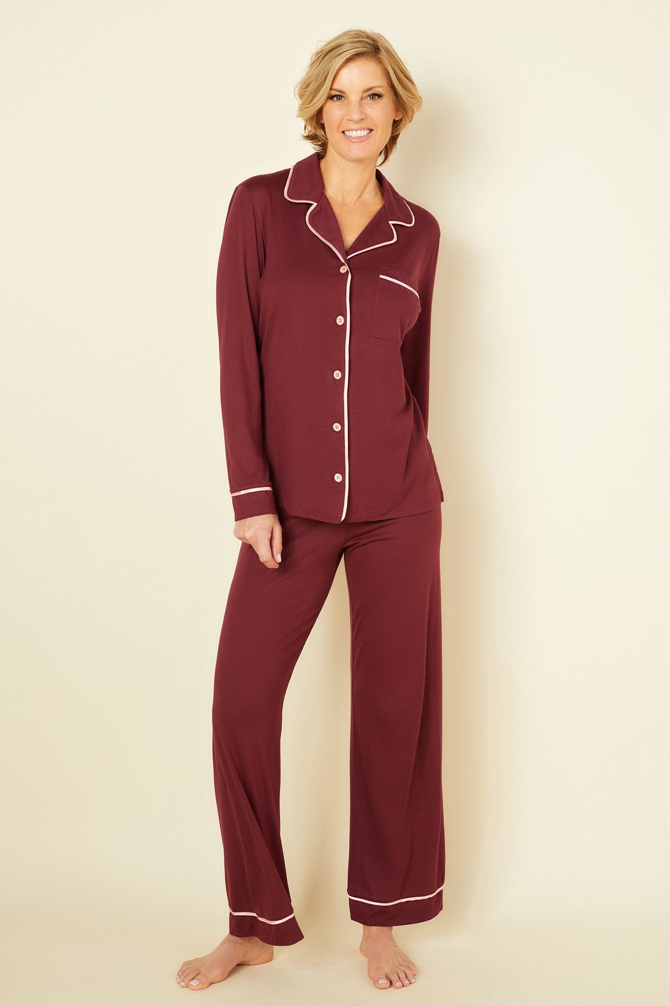 Rouge Ensemble - Bella Haut Manches Longues Et Pantalon 