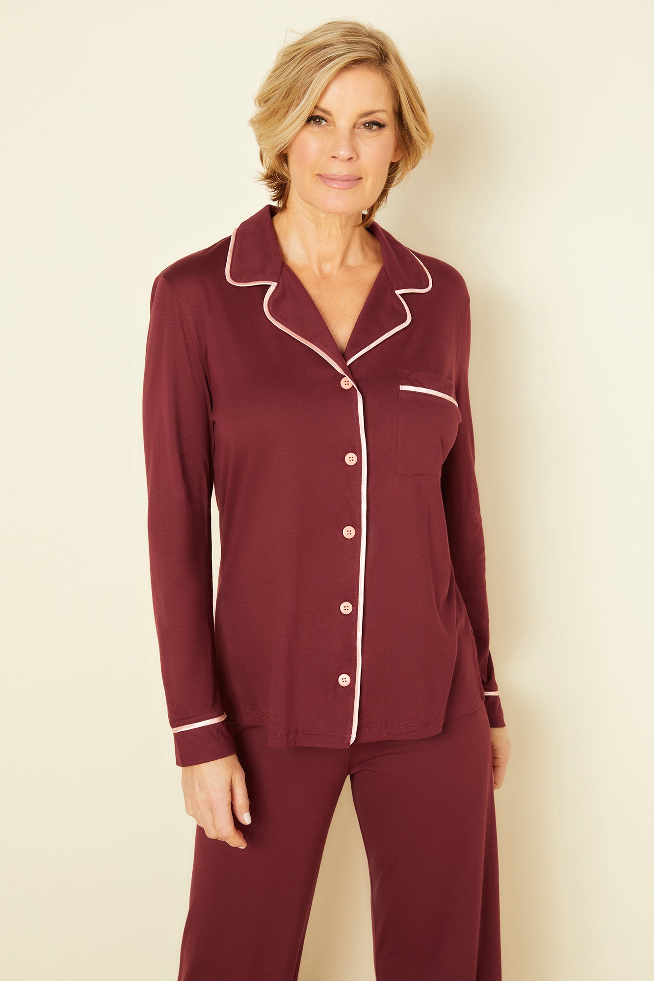 Rouge Ensemble - Bella Haut Manches Longues Et Pantalon 