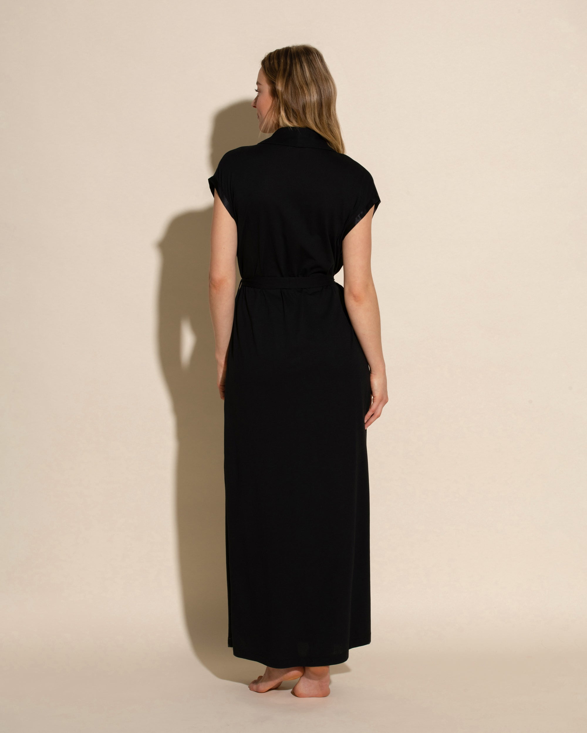 Noir Robe De Chambre - Bella Ensemble Pyjama Long Et Short