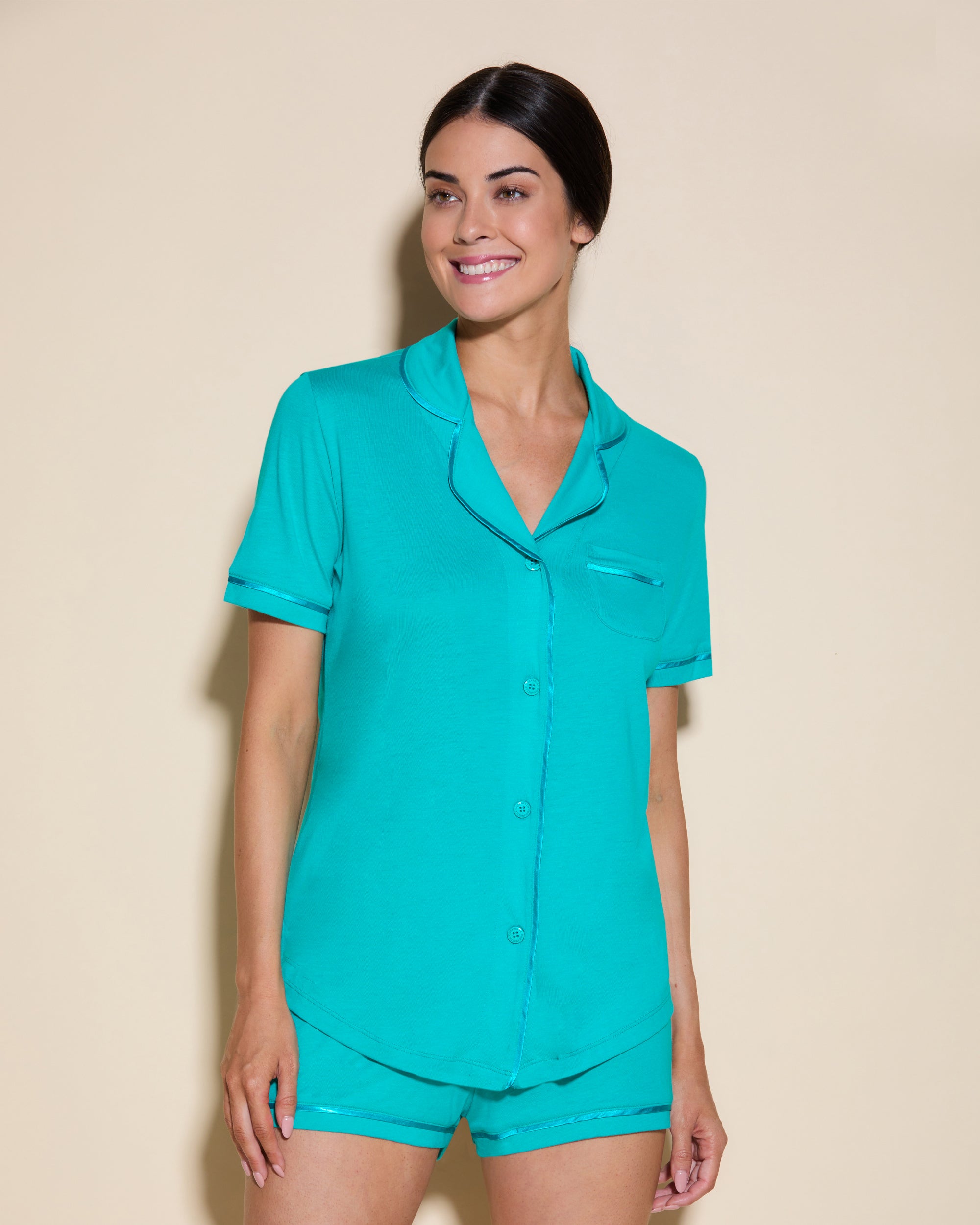 Bleue Ensemble - Bella Ensemble De Pyjama Haut Manches Courtes Et Short