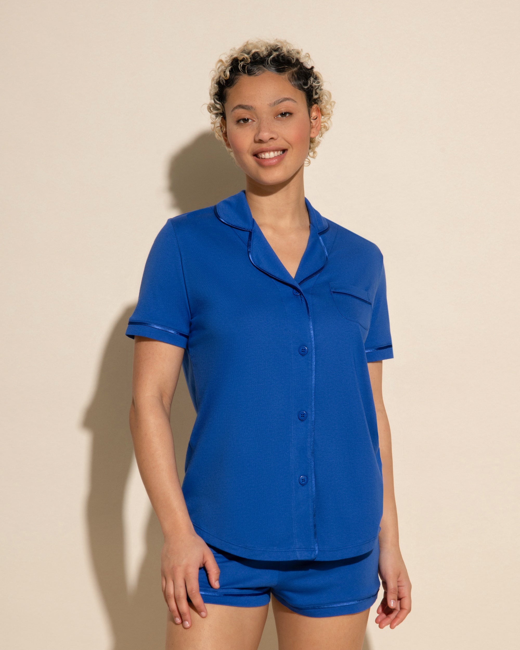 Bleue Ensemble - Bella Ensemble Pyjama Haut À Manches Courtes Et Boxer