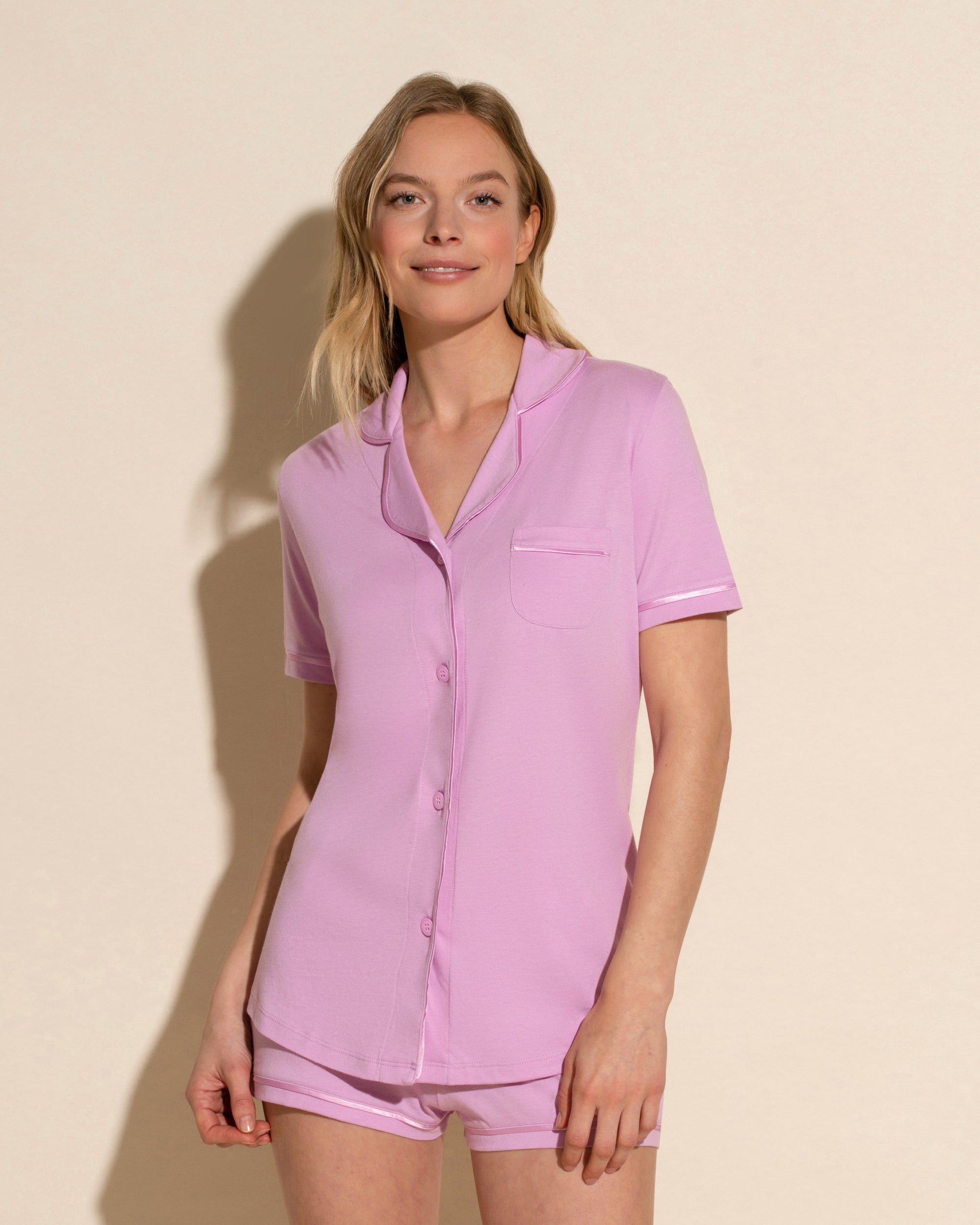 Lila Set - Bella Kurzärmeliges Top & Boxer Pyjama-Set