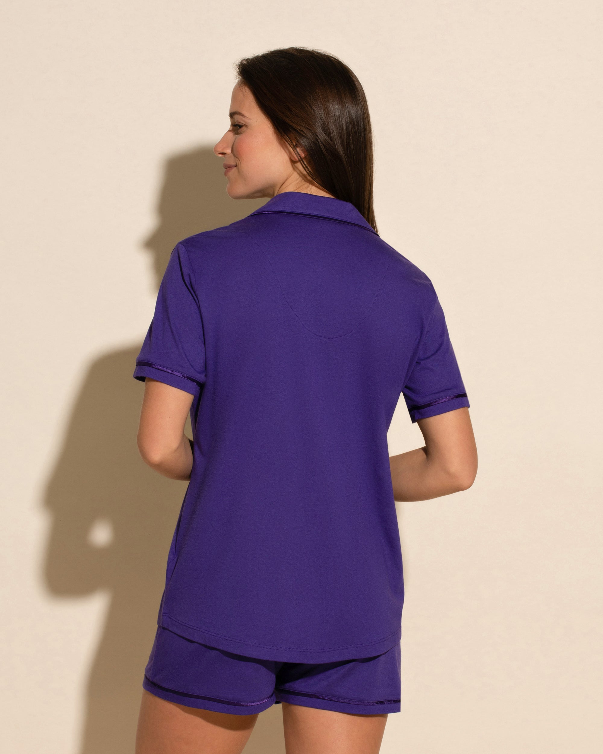 Purple Set - Bella Short Sleeve Top & Boxer Pajama Set