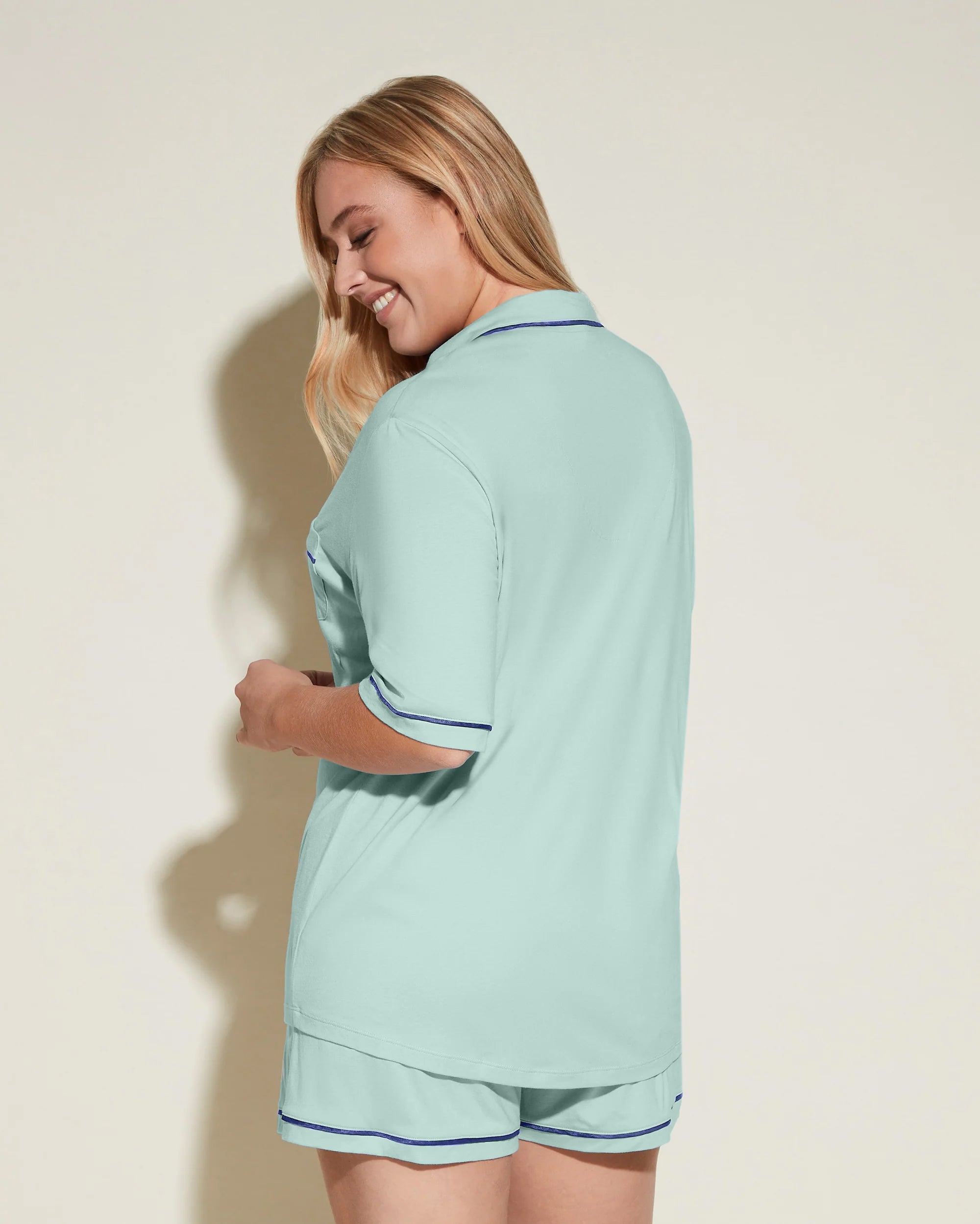 Green Set - Bella Short Sleeve Top & Boxer Pajama Set