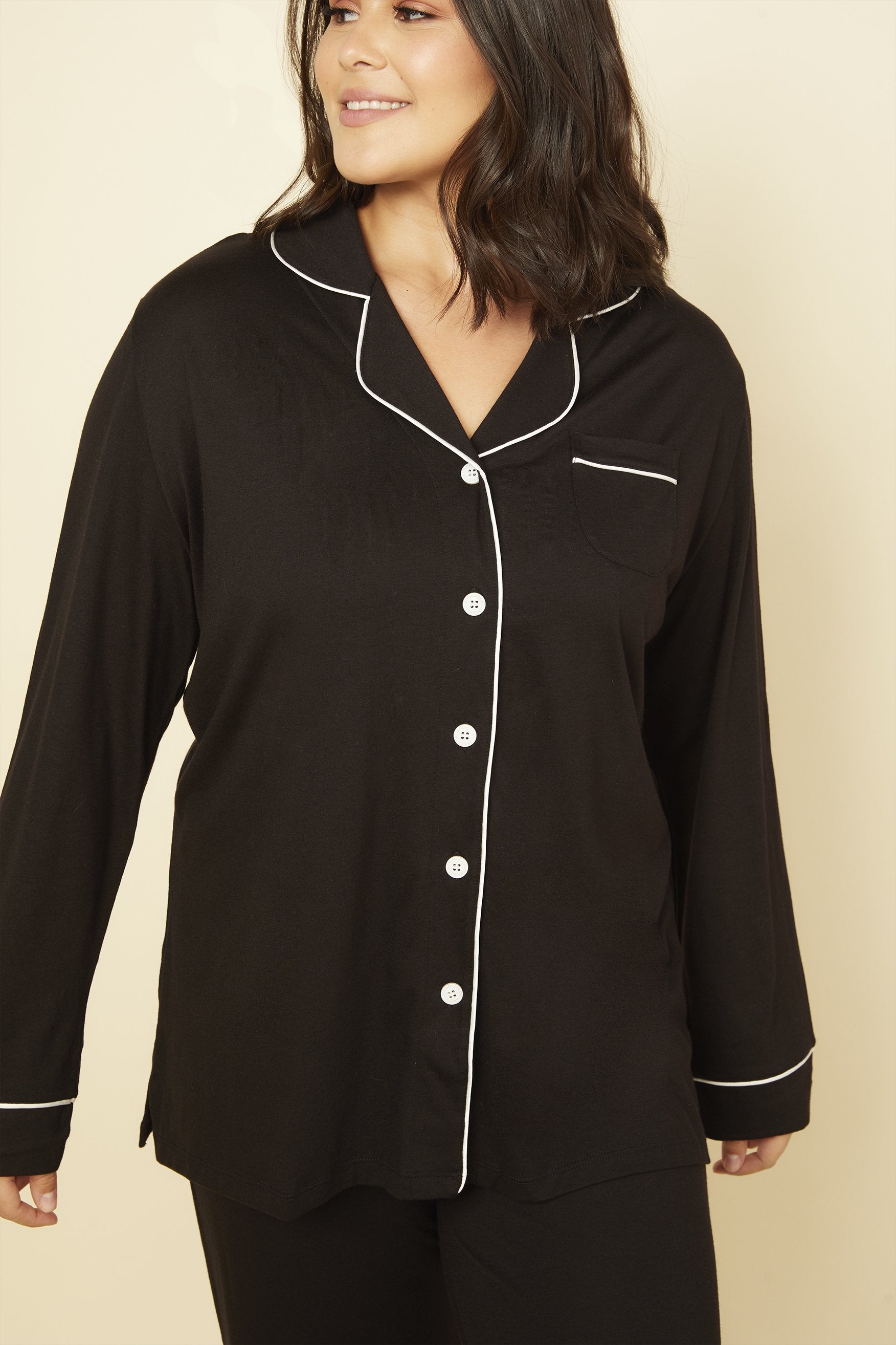 Schwarz Set - Bella Extended Pyjama Mit Extra Langärmligem Oberteil Und Hose