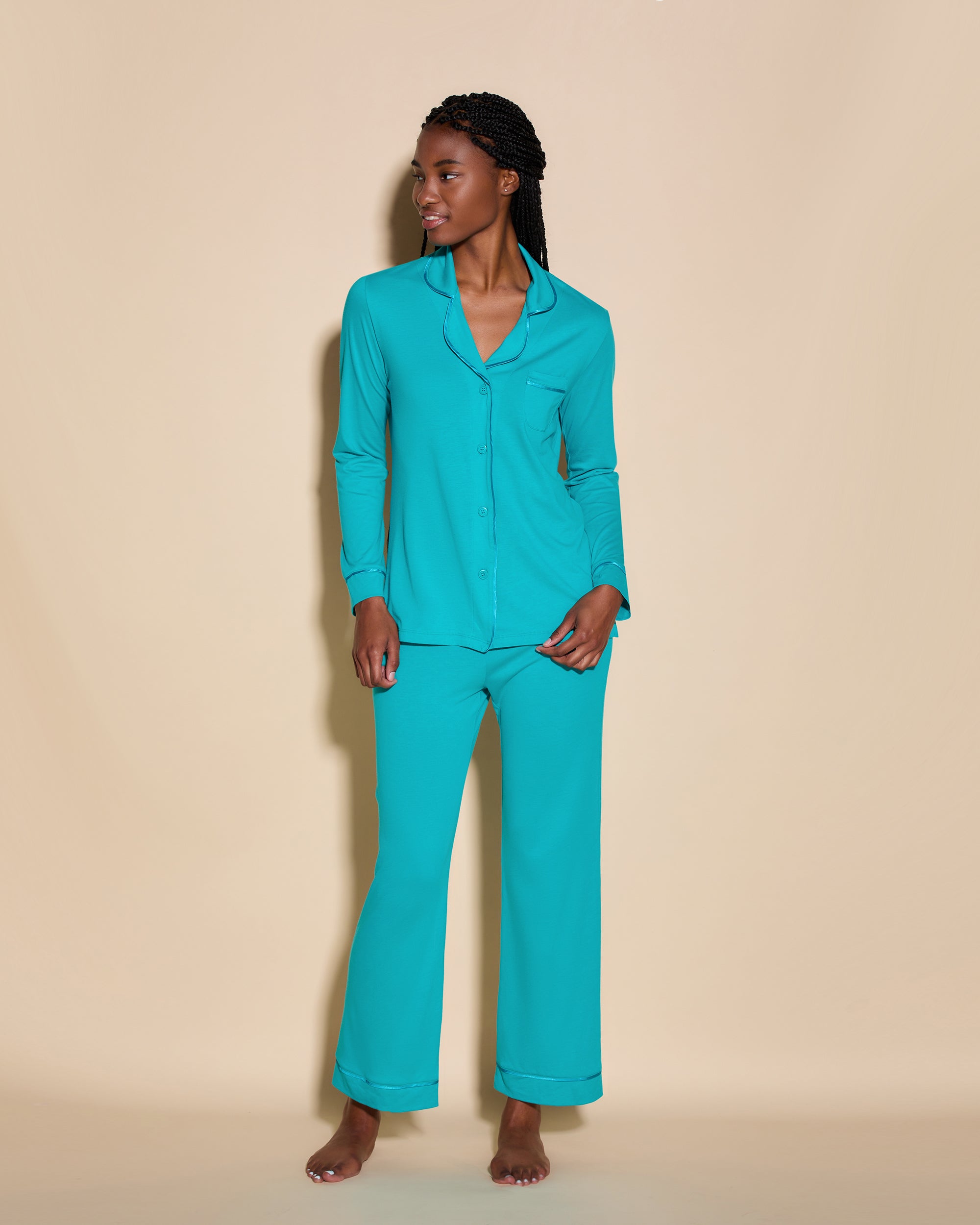Blu Set - Bella Pigiama Set A Maniche Lunghe E Pantaloni