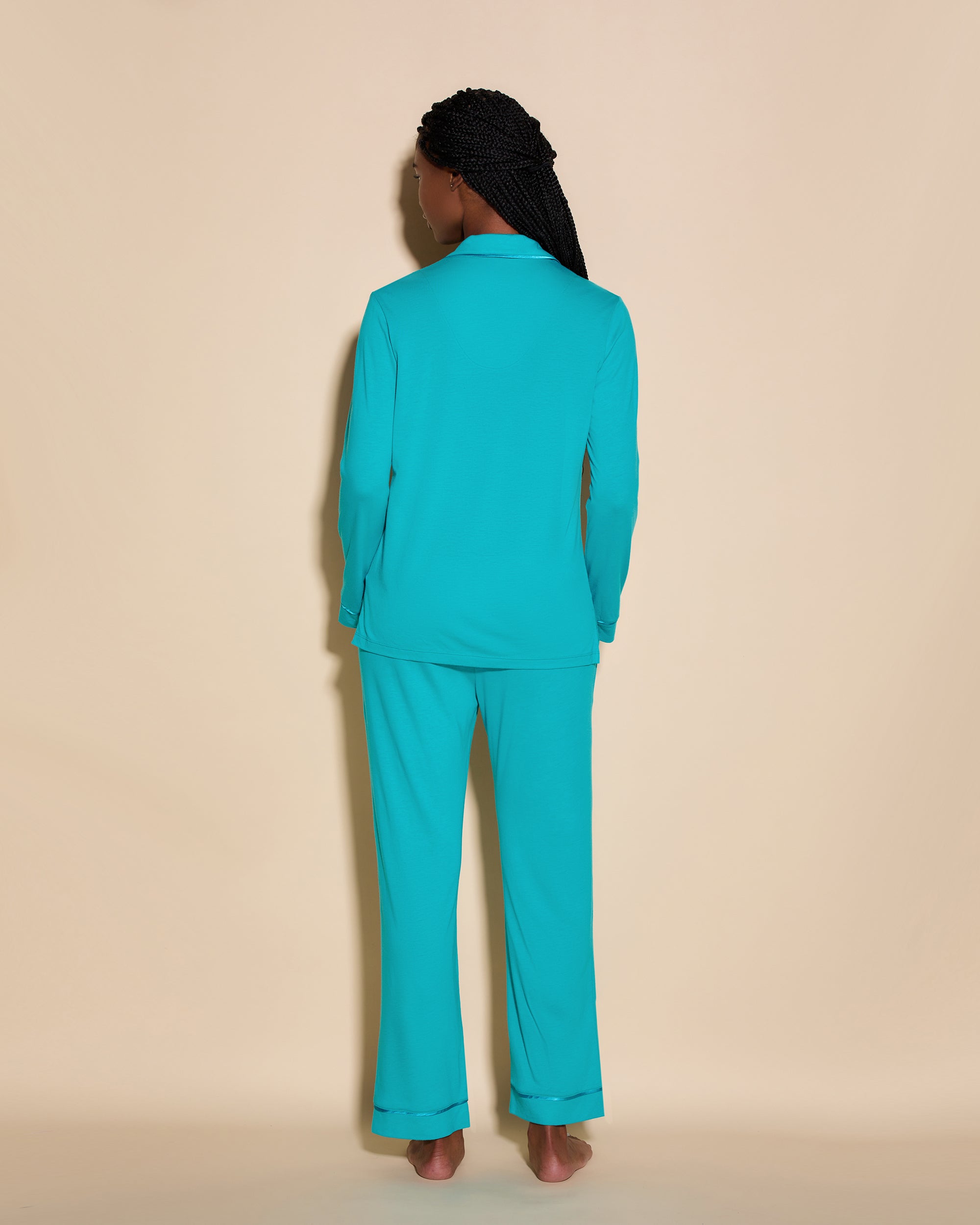 Azul Conjuntos - Bella Pijama Con Camisa De Manga Larga Y Pantalones