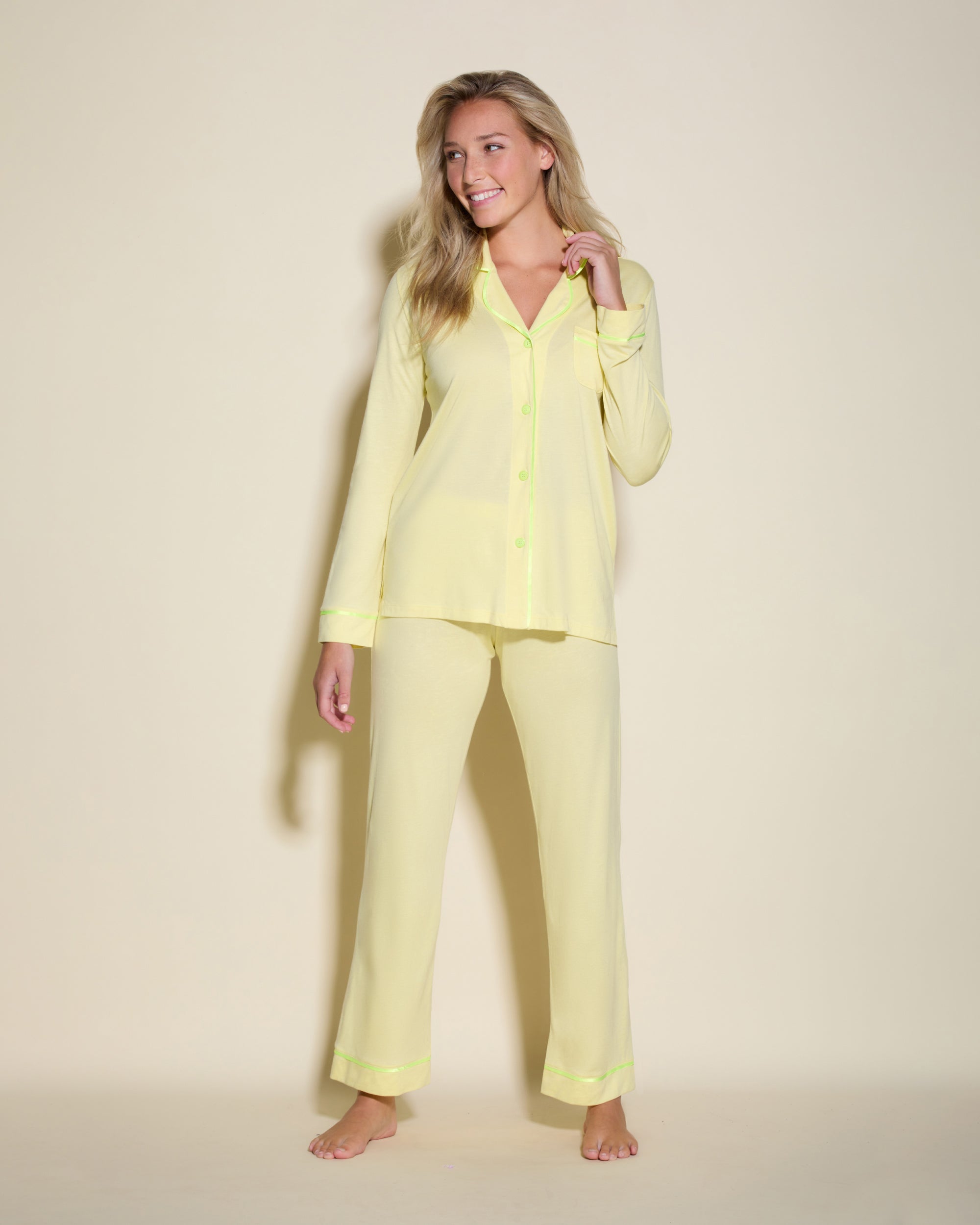Giallo Set - Bella Pigiama Set A Maniche Lunghe E Pantaloni