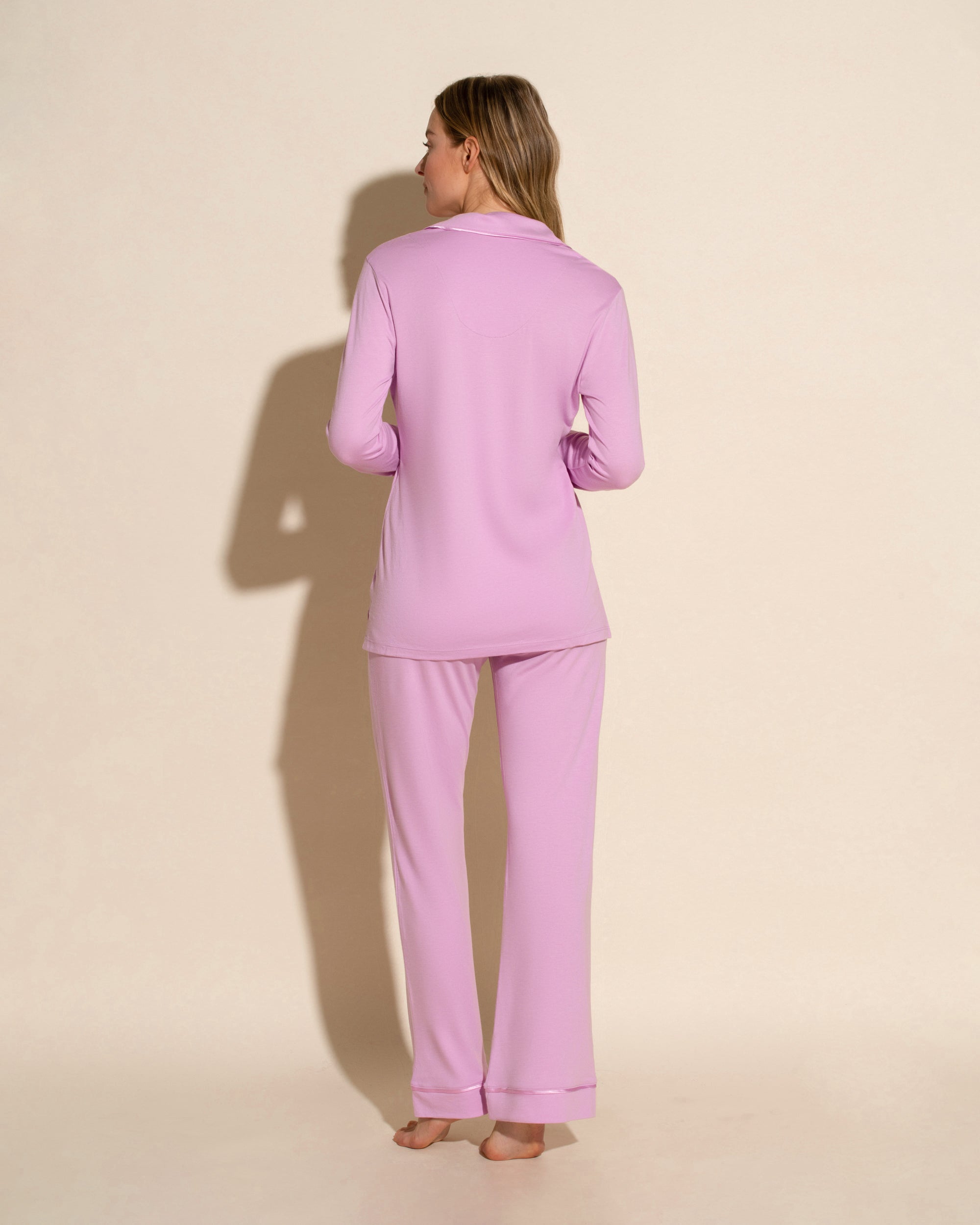 Lila Set - Bella Langärmeliges Top & Boxer Pyjama-Set