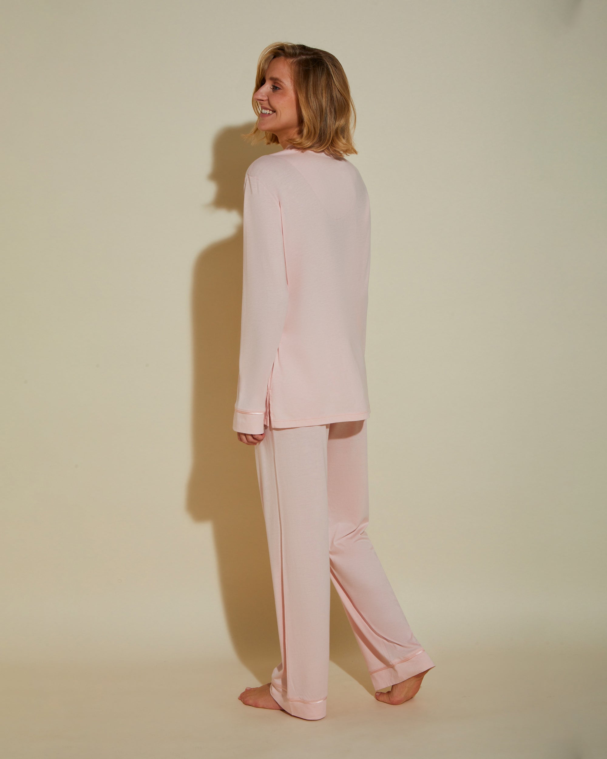 Rosa Set - Bella Pigiama Con Top A Maniche Lunghe E Pantaloni