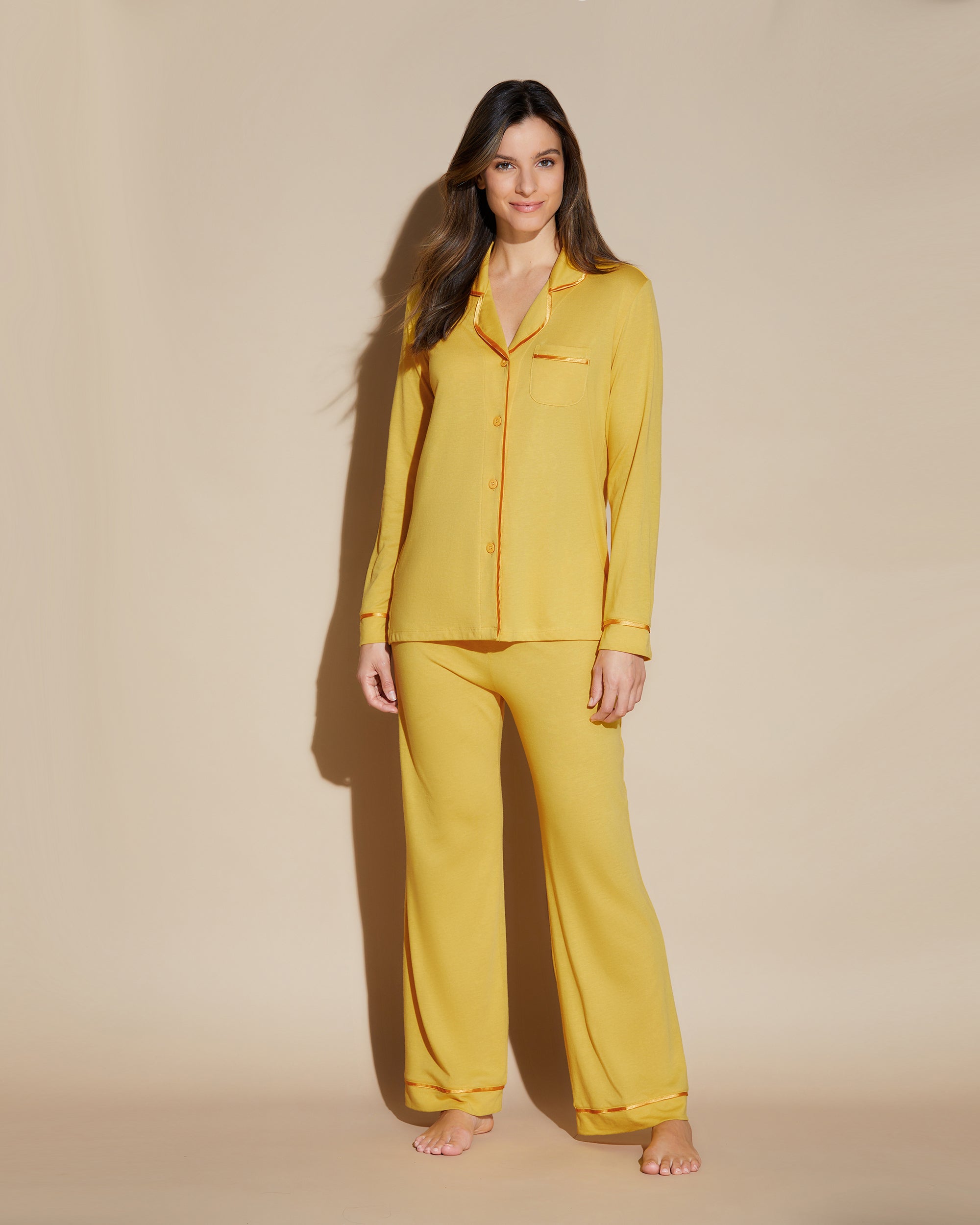 Giallo Set - Bella Pigiama Set A Maniche Lunghe E Pantaloni